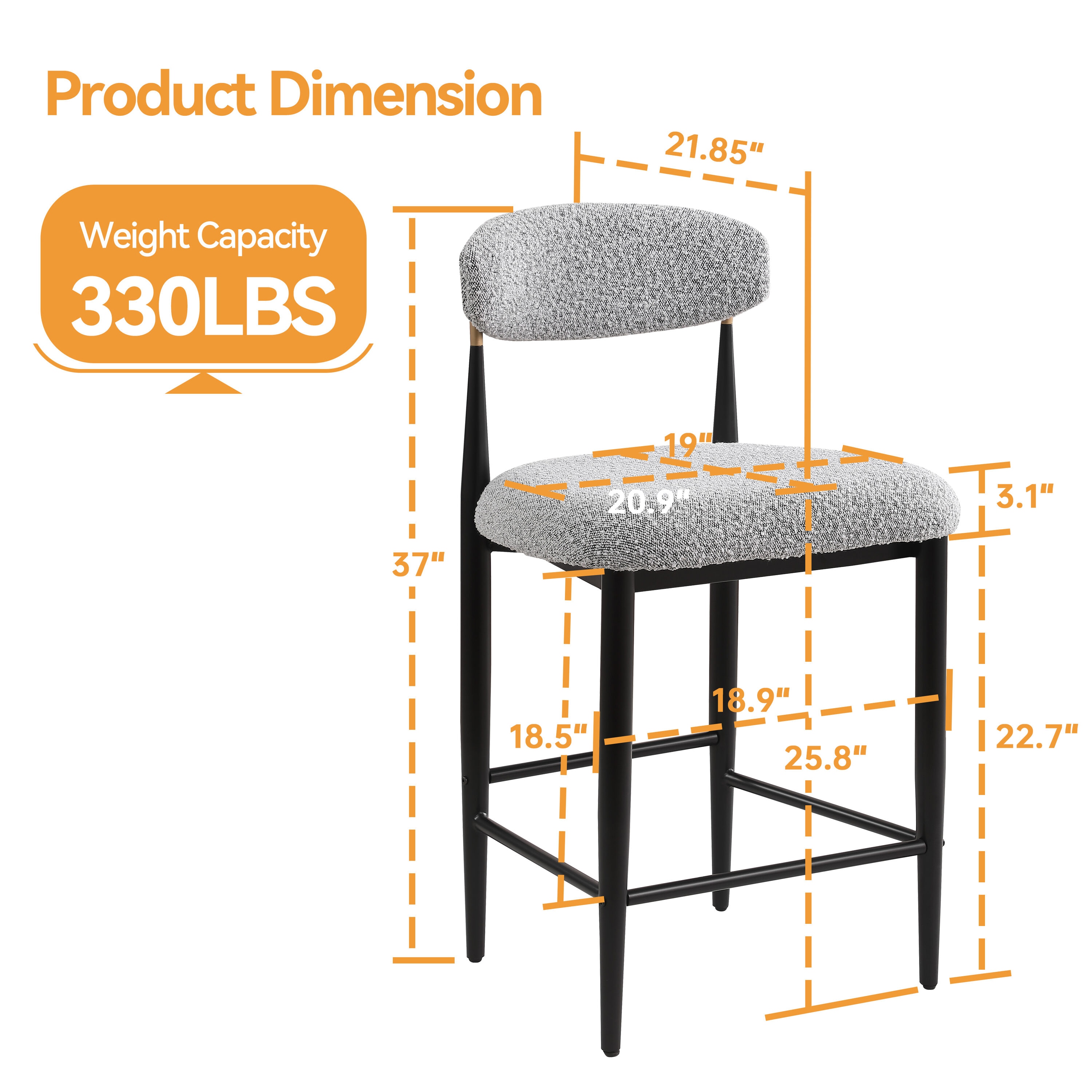 FARATI D2006BR-GREY-AL Dining-Chairs - View #3