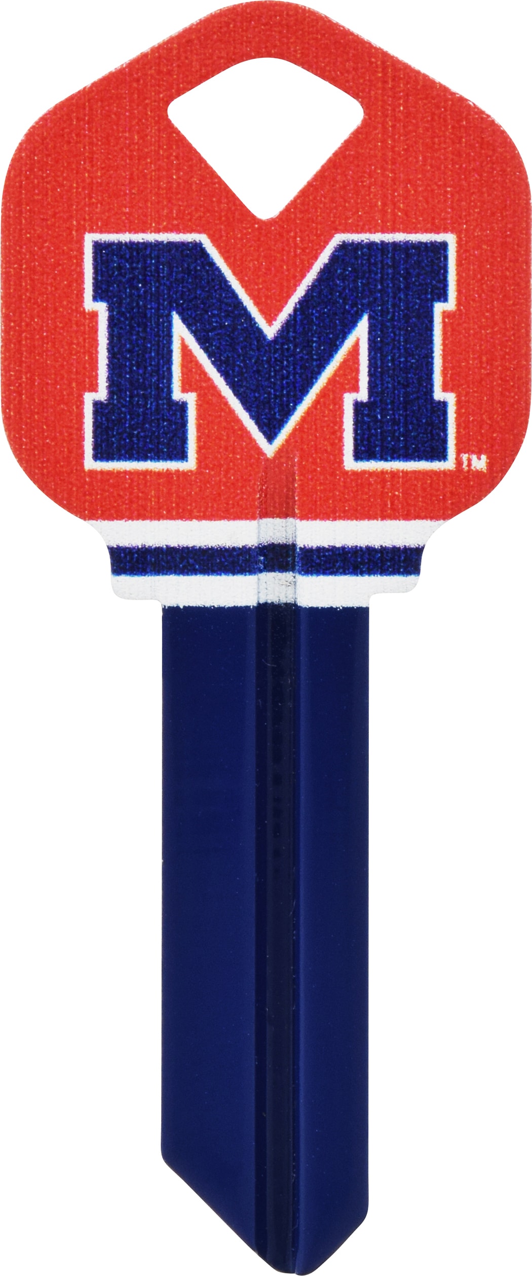 Hillman 89853 Mississippi Rebels Multicolored Blank Brass House/Entry Key Blank