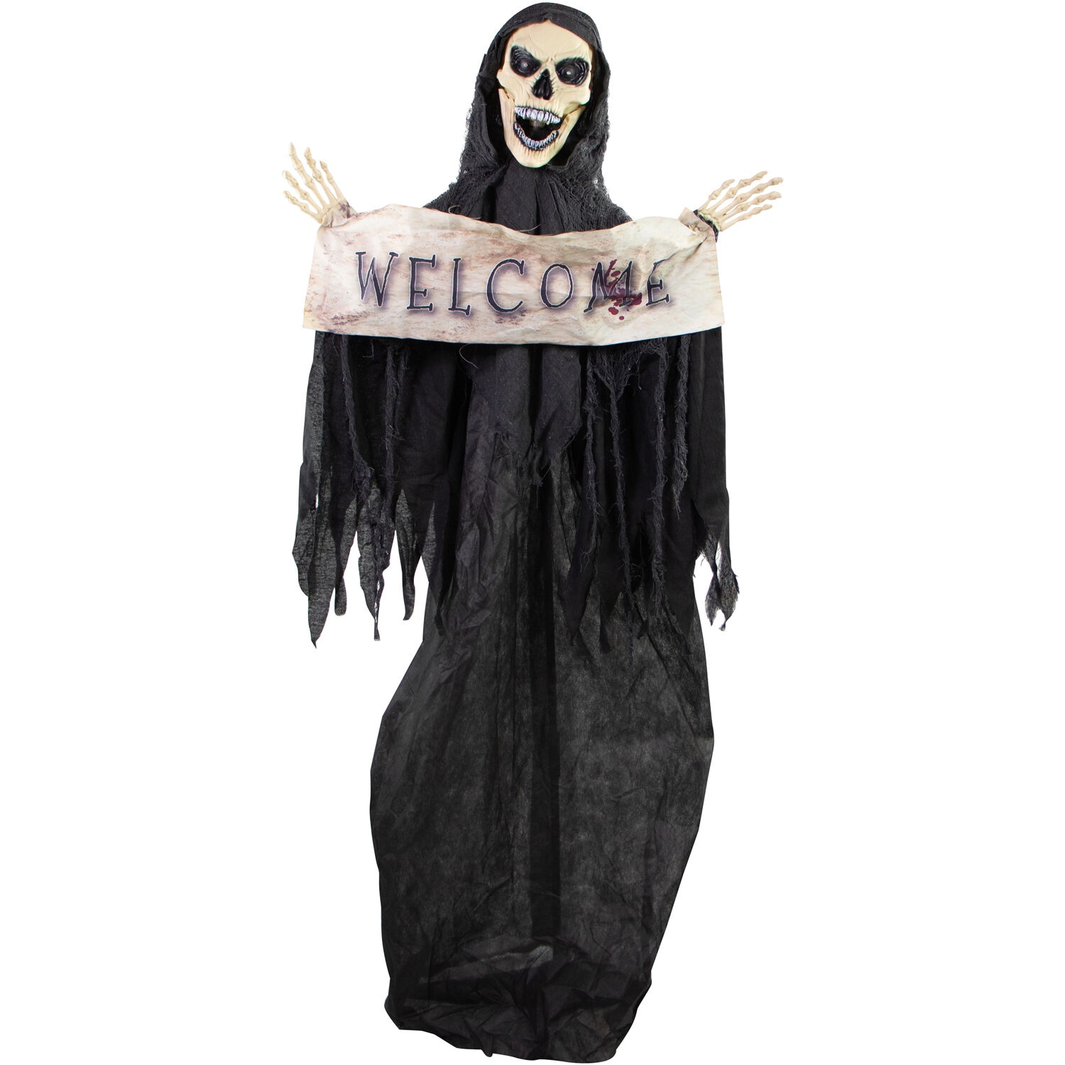 Haunted Hill Farm Freestanding Lighted Reaper Animatronic In The Outdoor Halloween Decorations 