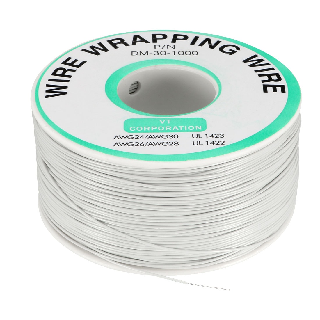 Unique Bargains OK Wire Tin Plated Copper Cord Wire Wrapping P/N DM-30-1000 30 AWG 820ft Length White #S25072800UX9417