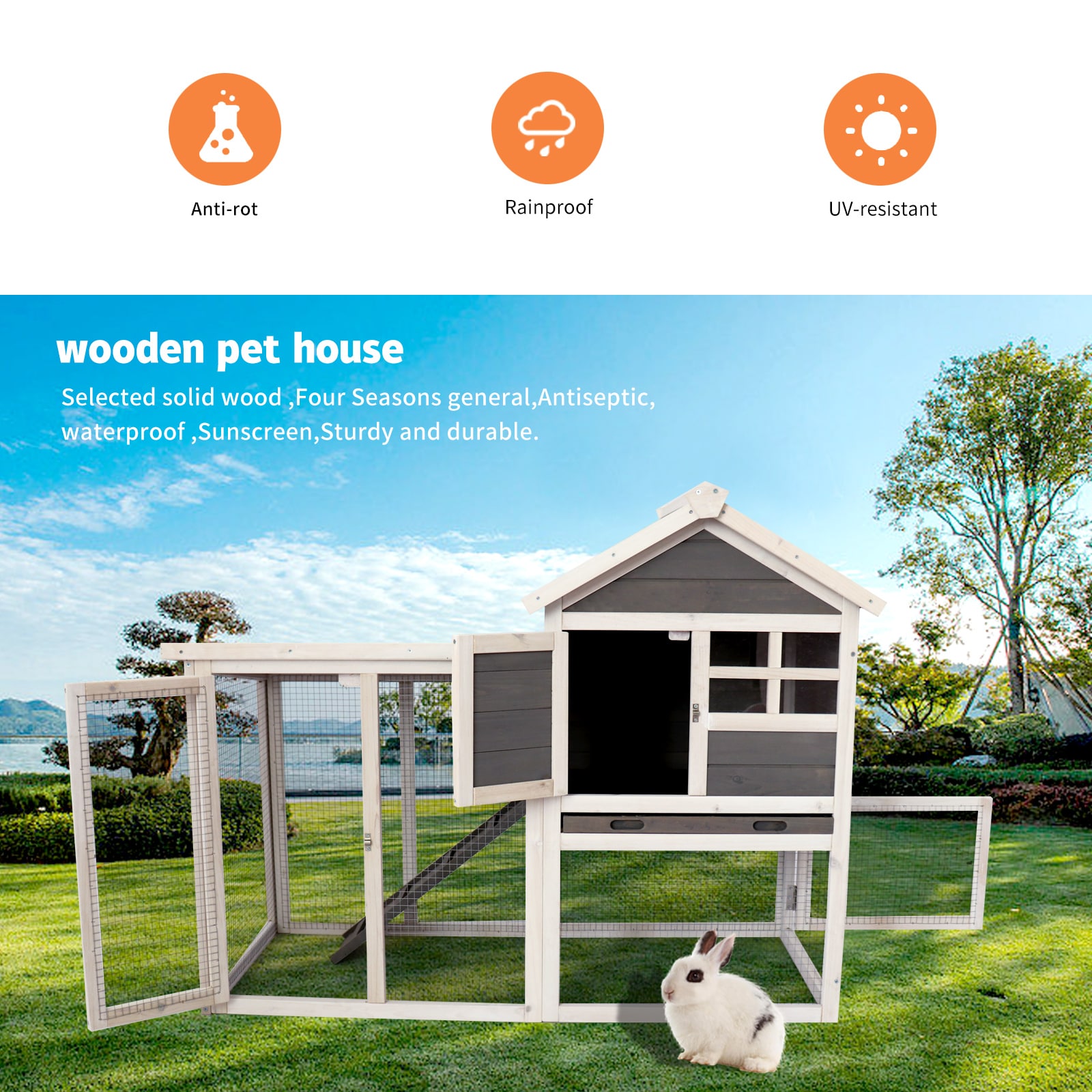 Kahomvis MEKN-QPW1-611 Chicken-Coops-Rabbit-Hutches - View #2