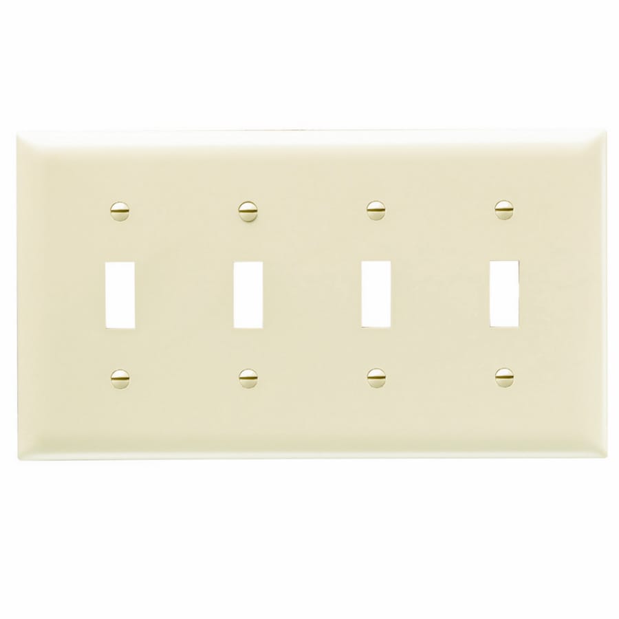 Pass & Seymour/Legrand TP4ICC10 Pass Seymour Trademaster 4 -Gang Midsize Size Ivory Nylon Indoor Toggle Wall Plate