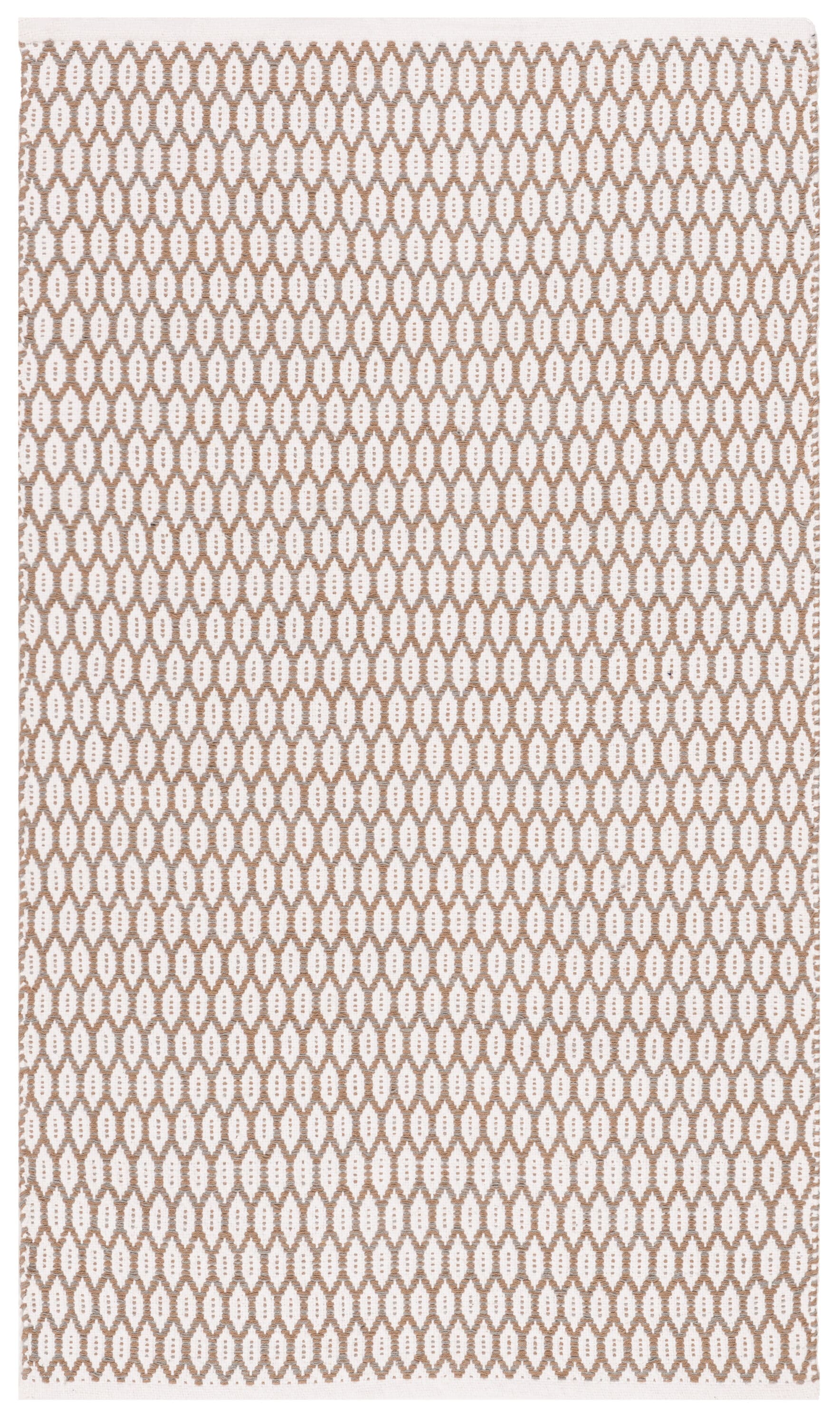 Coastal Charm Beige & Ivory Geometric Flat-Woven Wool-Cotton Rug - 3' x 5'