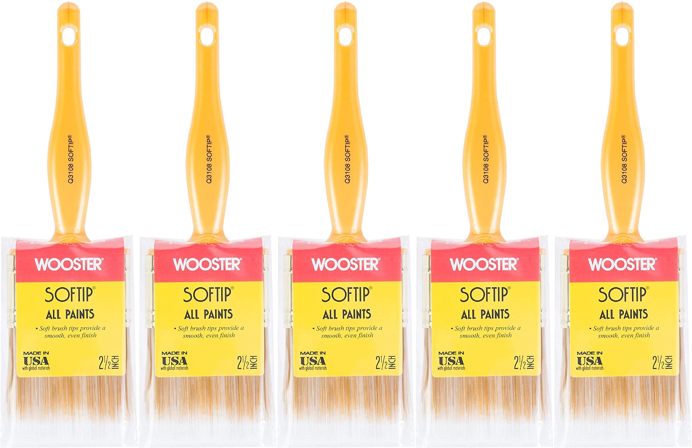 Wooster  Brush Q3108-2 1/2 Q3108-2-1/2 Softip Paintbrush 2-1/2-Inch-5 Pack