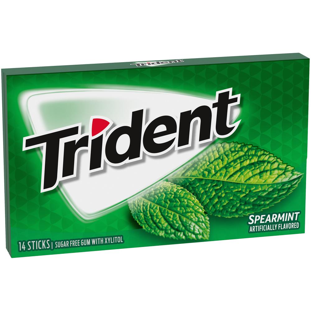 Trident Sugar-Free Spearmint Gum, 14 Piece, 12 Pack - Breath-Tingling ...