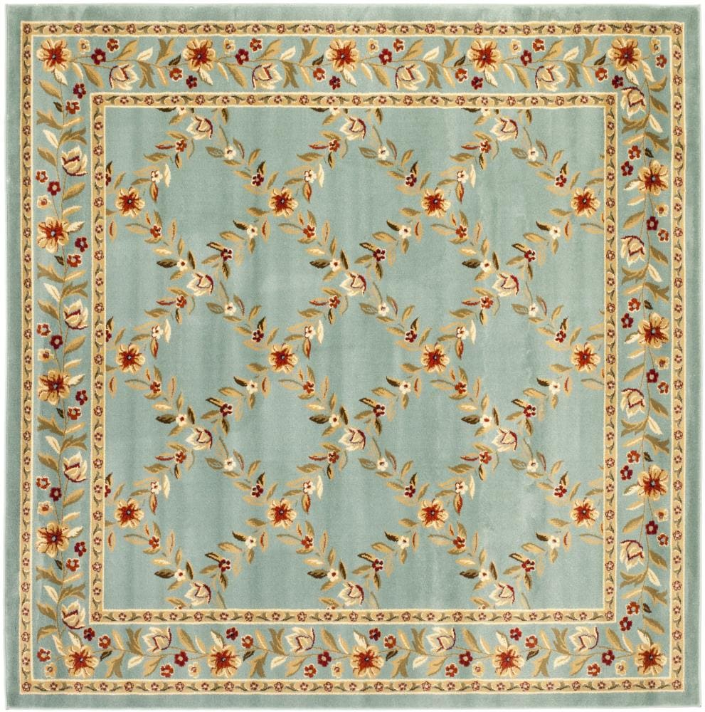 Classic Square Blue Trellis Hand-Knotted Easy Care Area Rug