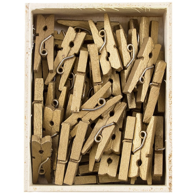 JAM Paper Small Gold Wood Clothespins, 7/8 inch, 2 Packs of 50, 100 Total  Clothespins in the Clothespins department at