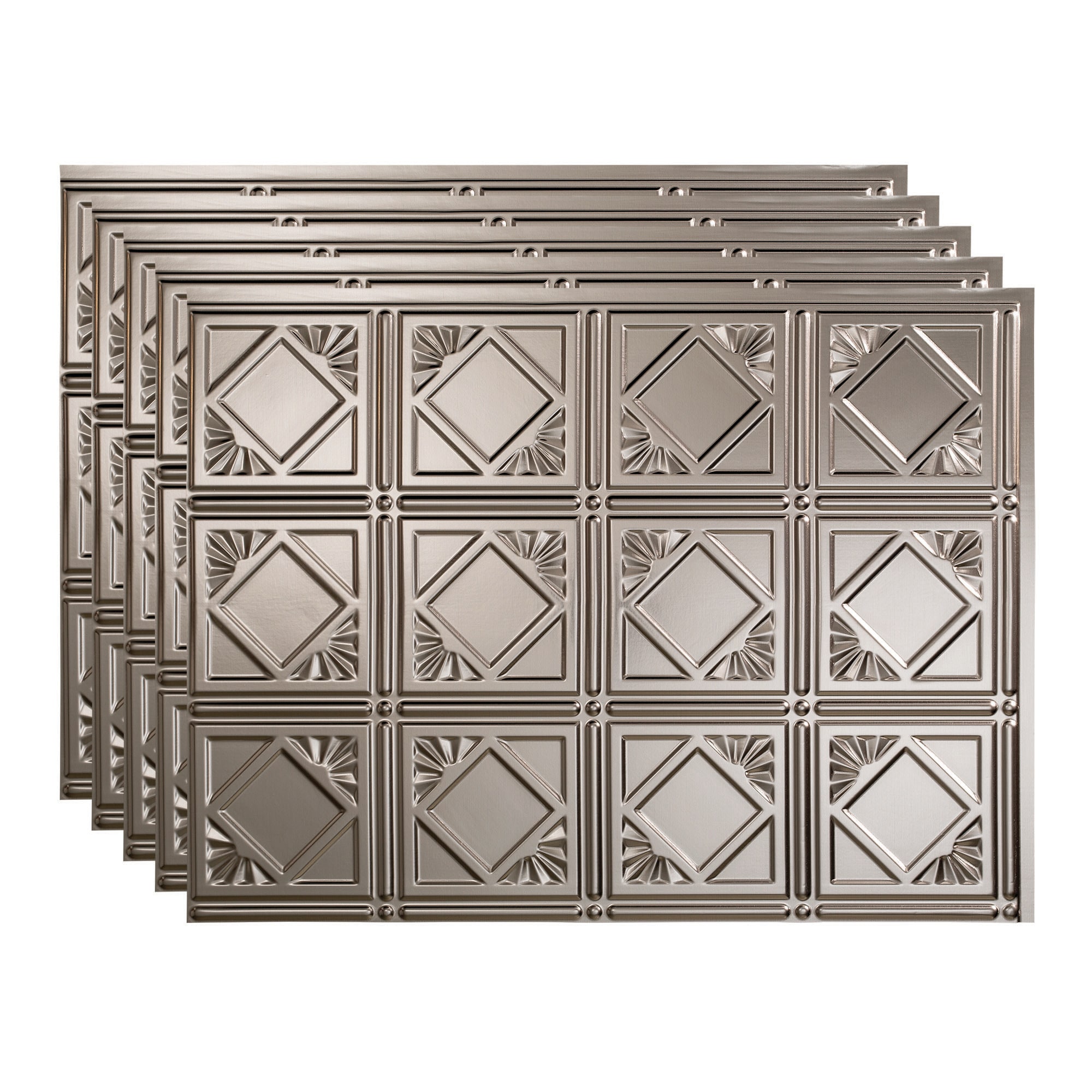 Fasade PB5129 Traditional 4 18.25-in x 24.25-in Vinyl Brushed Nickel Backsplash Panels 5.0 -Pack