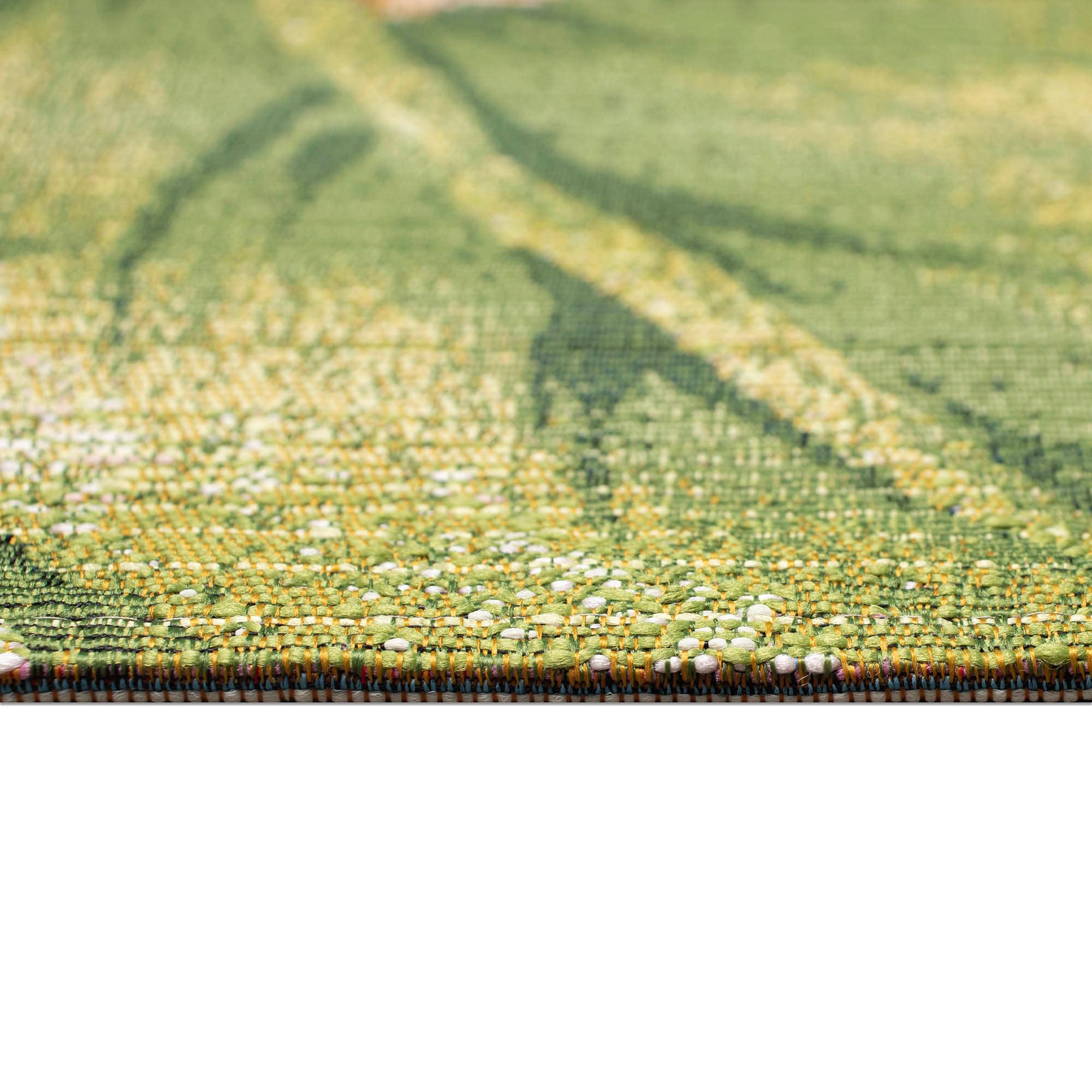 Tropical Elegance Cream & Green Floral Synthetic Area Rug