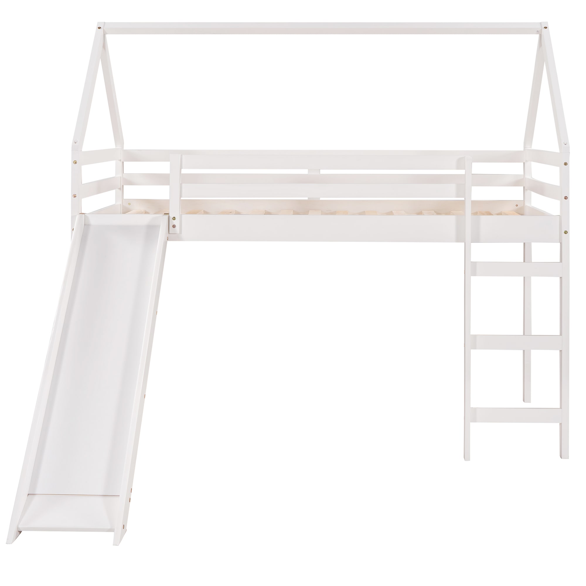 Qualler BLE000243K White Twin Wood Bed frame Bed