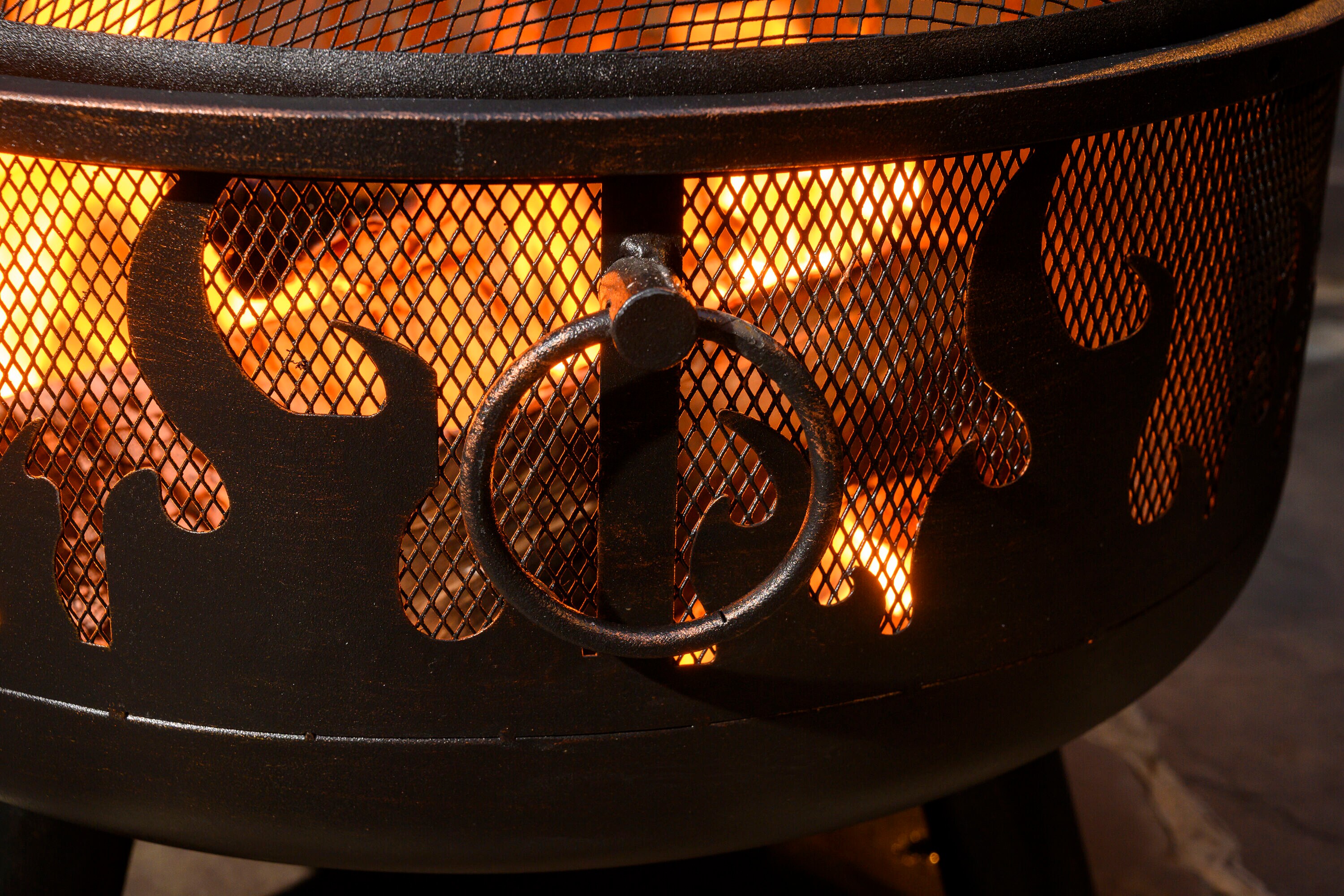 Bronze Wood Burning Fire Pit with Flame Design