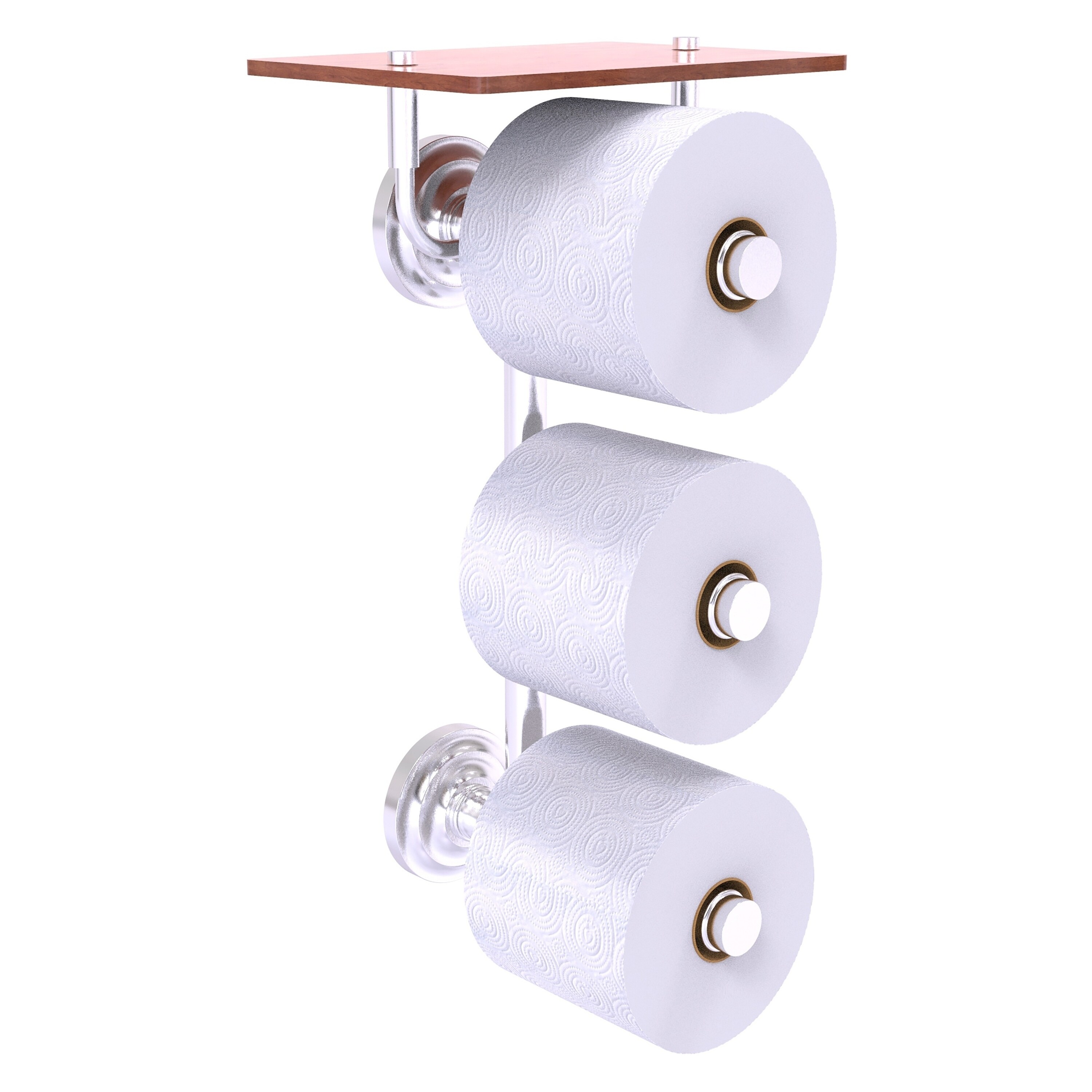 Allied Brass QN-35-3VS-IRW-SCH Que New Satin Chrome Wall mount Double post Toilet Paper Holder 3 -Rolls with Storage