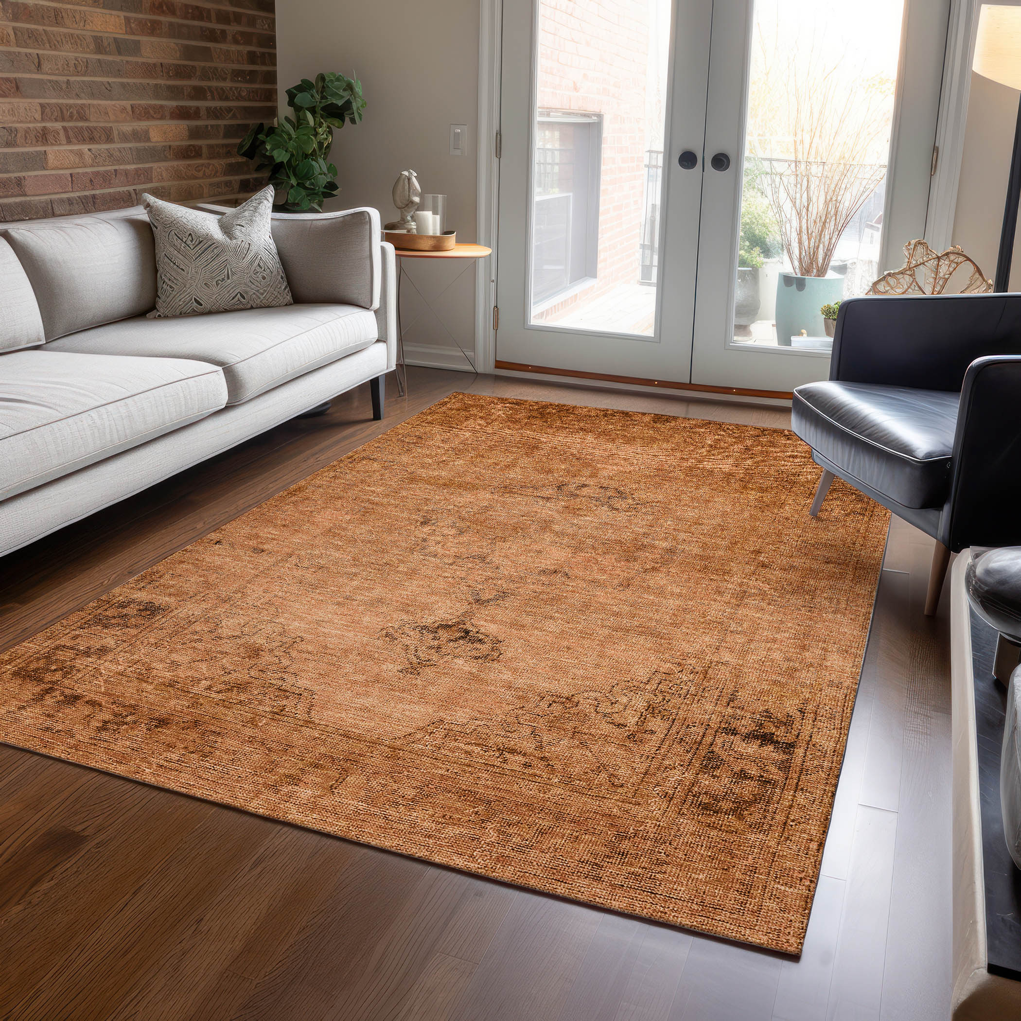 Copper Flat Woven Reversible Indoor/Outdoor Area Rug
