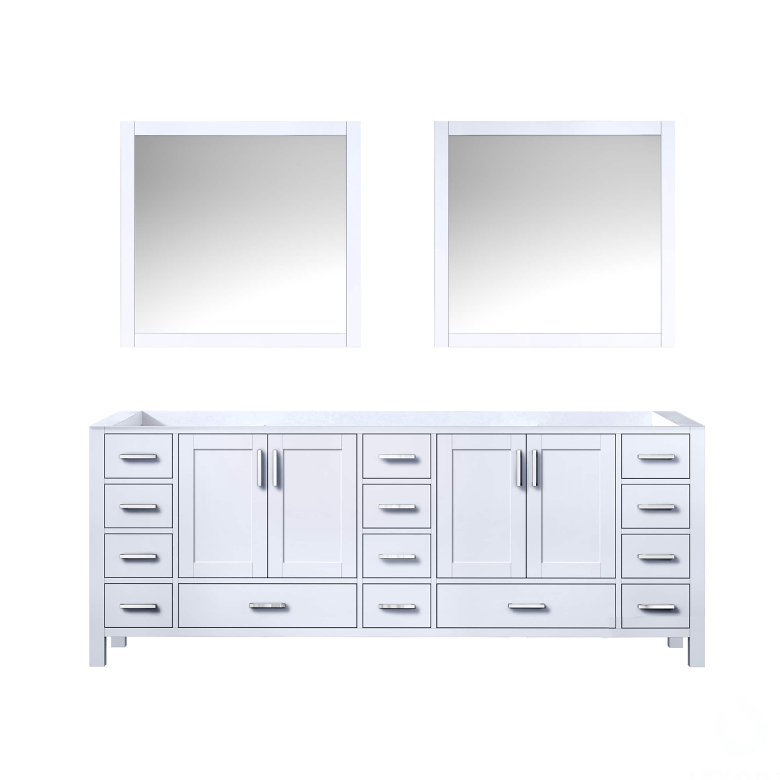 Lexora LJ342284DA00M34 Jacques 84-in White Bathroom Vanity Base Cabinet without Top (Mirror Included)