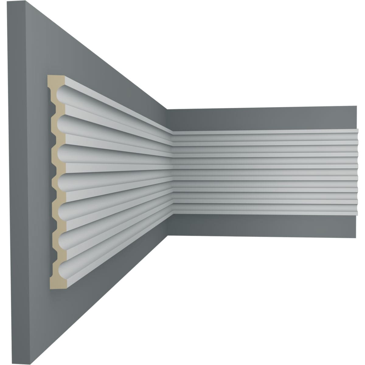 Primed Polyurethane Reeded Crown Moulding 94.5" Length