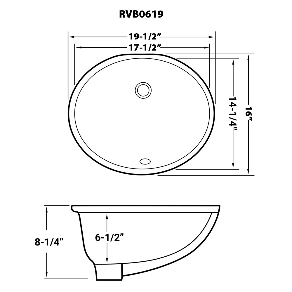 Ruvati Krona White Ceramic Undermount Round Modern Bathroom Sink (19.5 ...