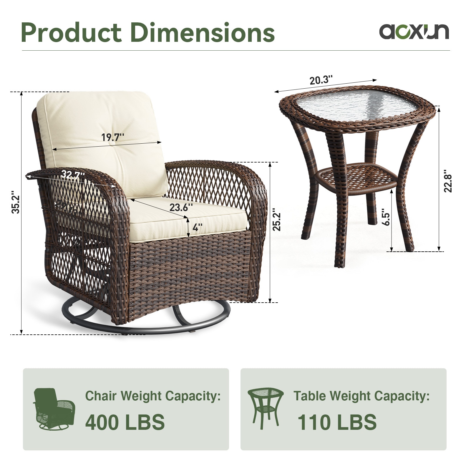 AOXUN LS-036BG-3 Patio-Conversation-Sets - View #6