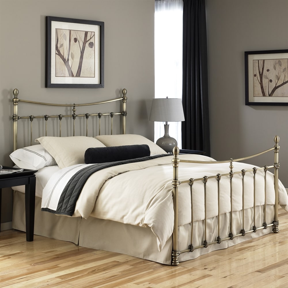  B31285 Leighton Antique Brass Queen Metal 4-Poster Bed