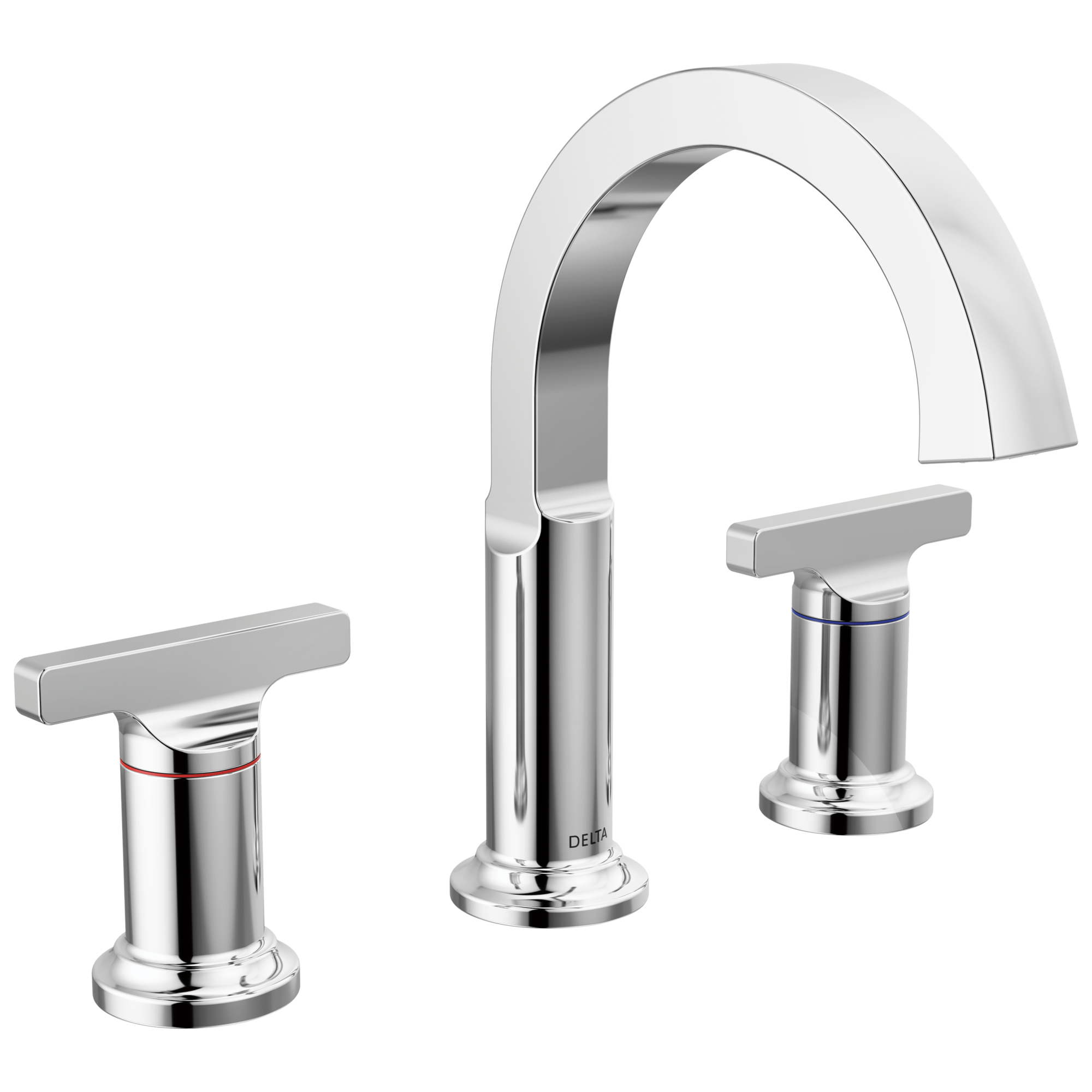 Delta 355887-PR-DST Tetra Lumicoat Chrome Widespread 2-handle WaterSense High-arc Residential Handle Bathroom Sink Faucet with Drain