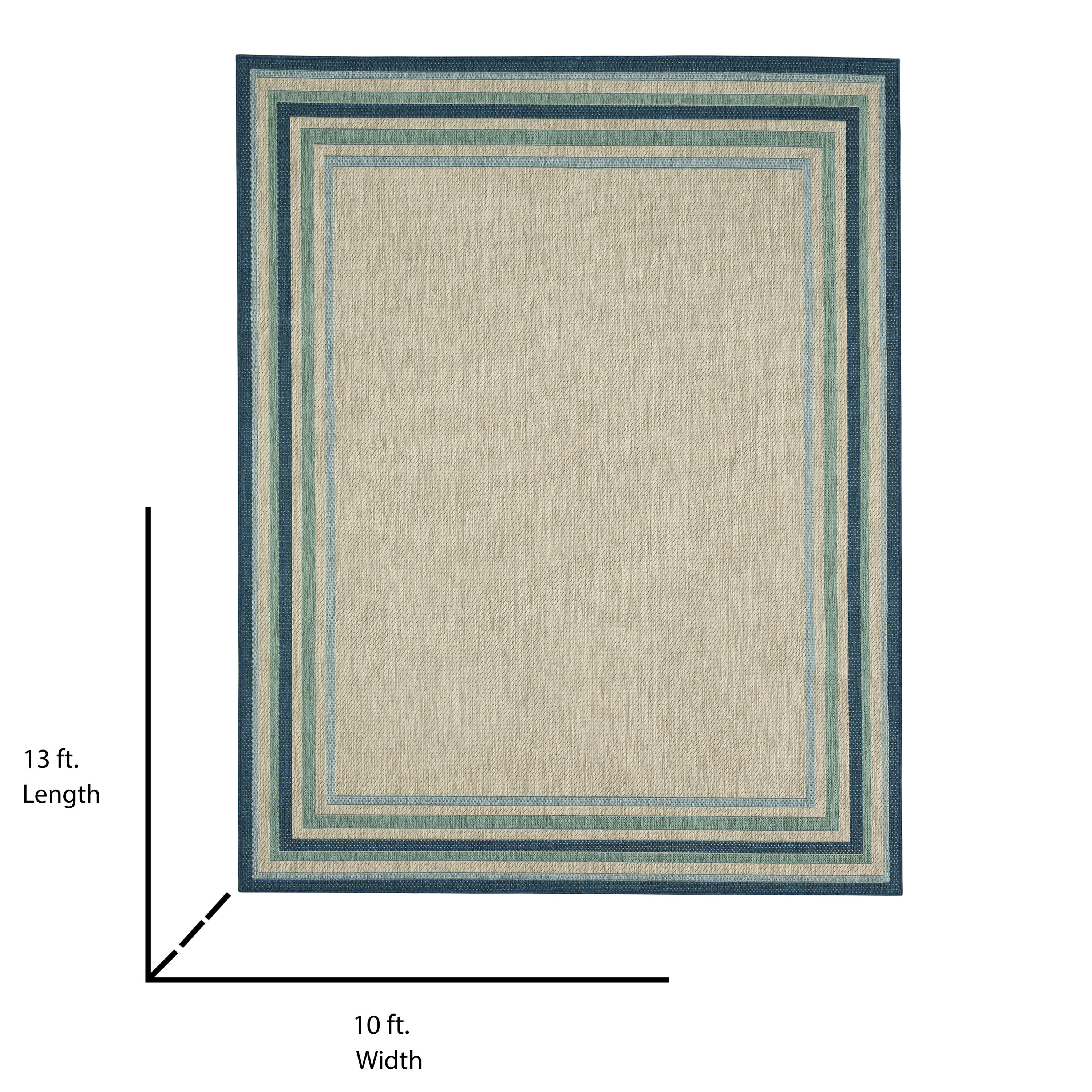 allen + roth with STAINMASTER Blue Green Border 10 X 13 (ft) Blue-green ...