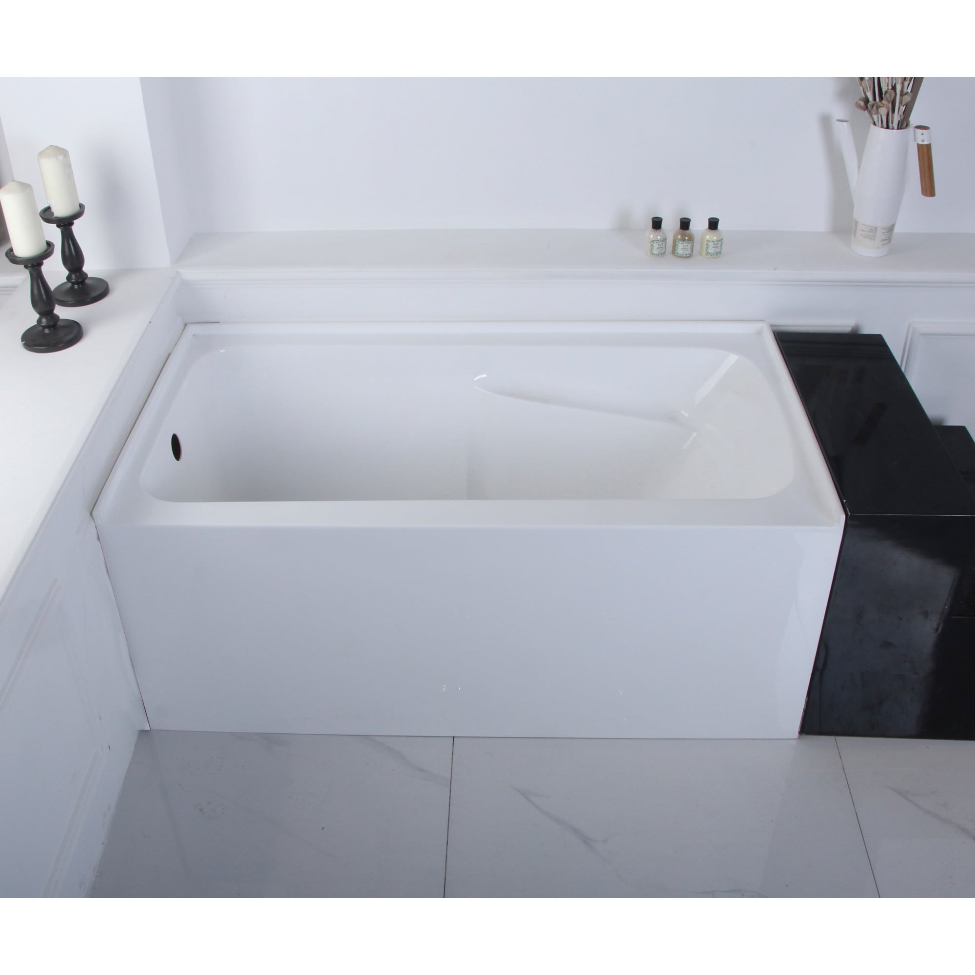 Kingston Brass WLVTAP543023L Aqua Eden 30-in x 54-in White Acrylic Rectangular Alcove Soaking bathtub ( Left Drain )