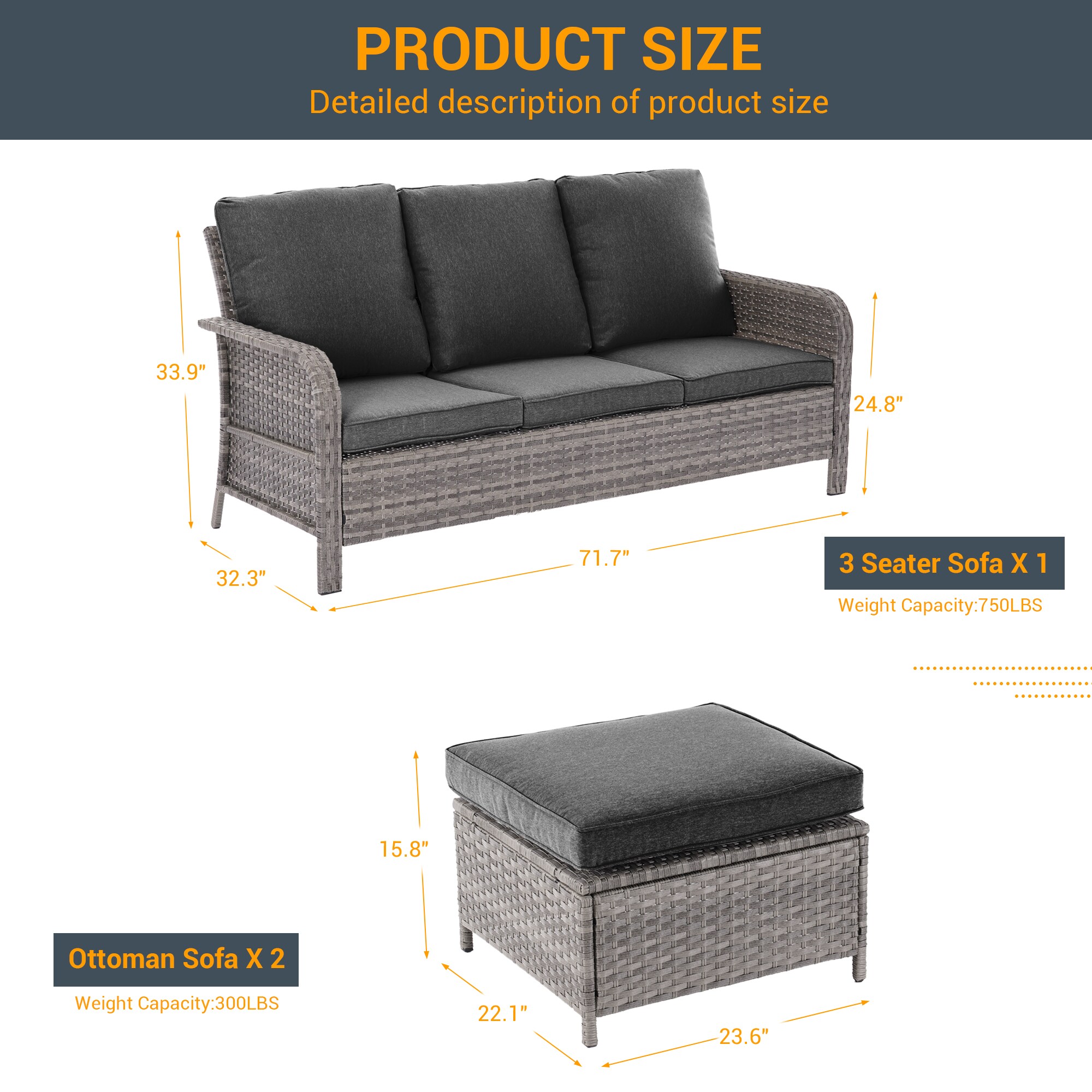 Sonkuki SD-PS-155HBK-S2T2 Patio-Conversation-Sets - View #7