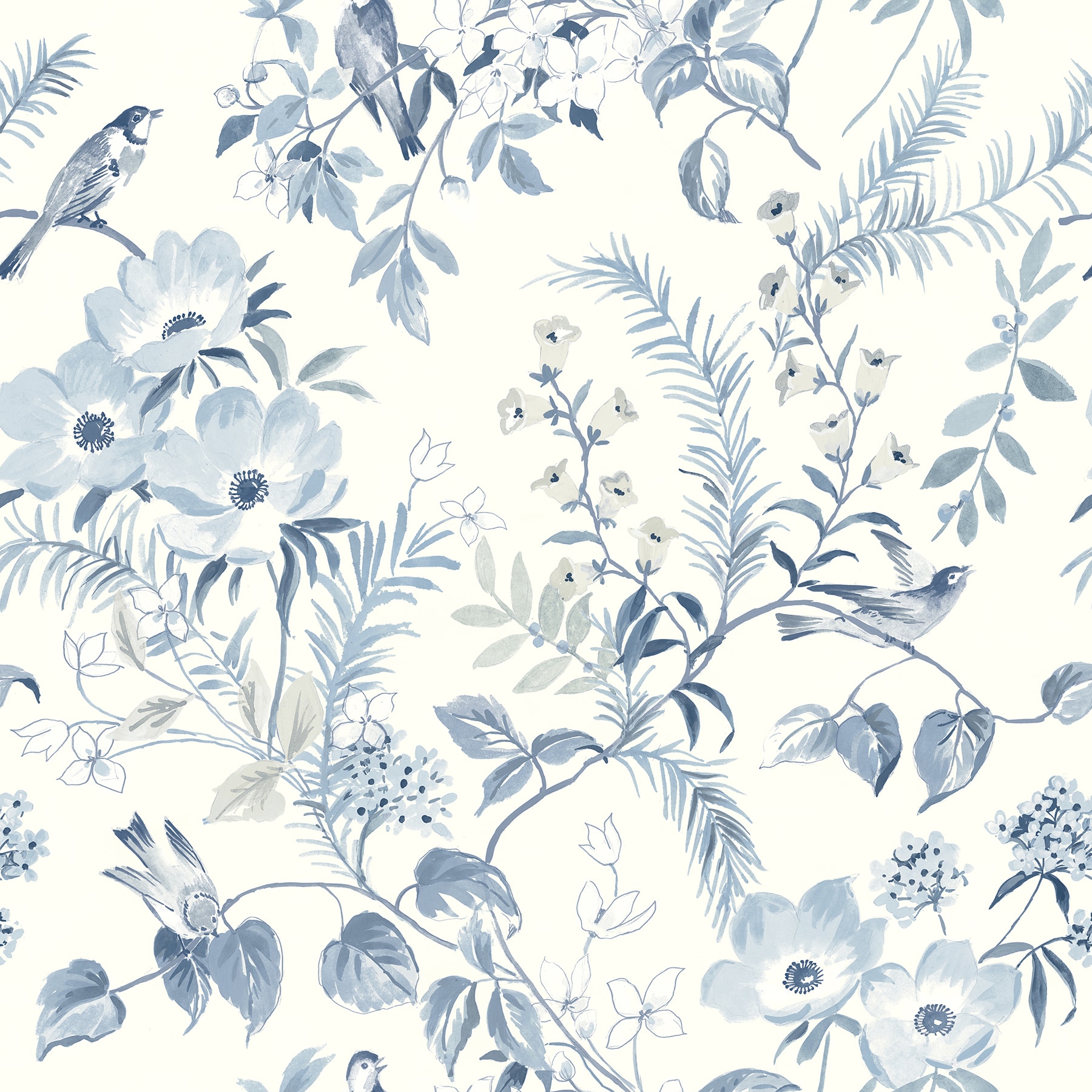 Chesapeake 4072-70004 Delphine 56.4-sq ft Blue Non-woven Floral Prepasted Water Activated Paste Wallpaper