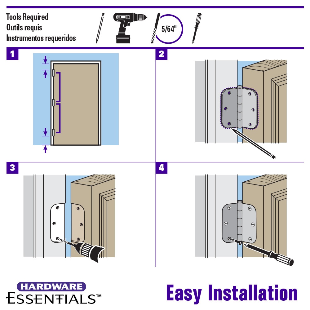 RELIABILT 4-in H x 5/8-in Radius Satin Nickel Spring Interior Door