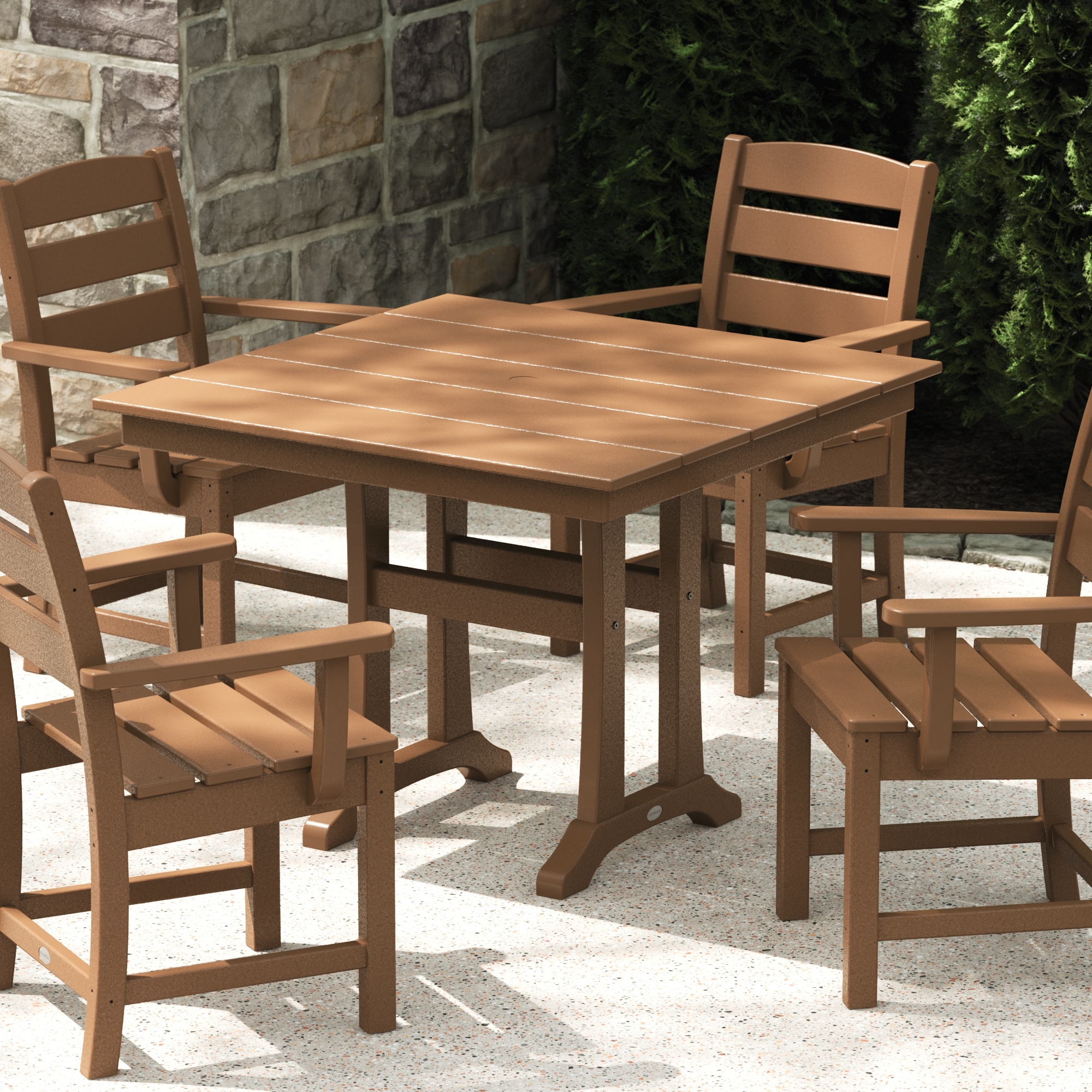 POLYWOOD PL81-T1L1TE Tables Square Outdoor Dining Table 37.5-in W x 37.5-in L with Umbrella Hole