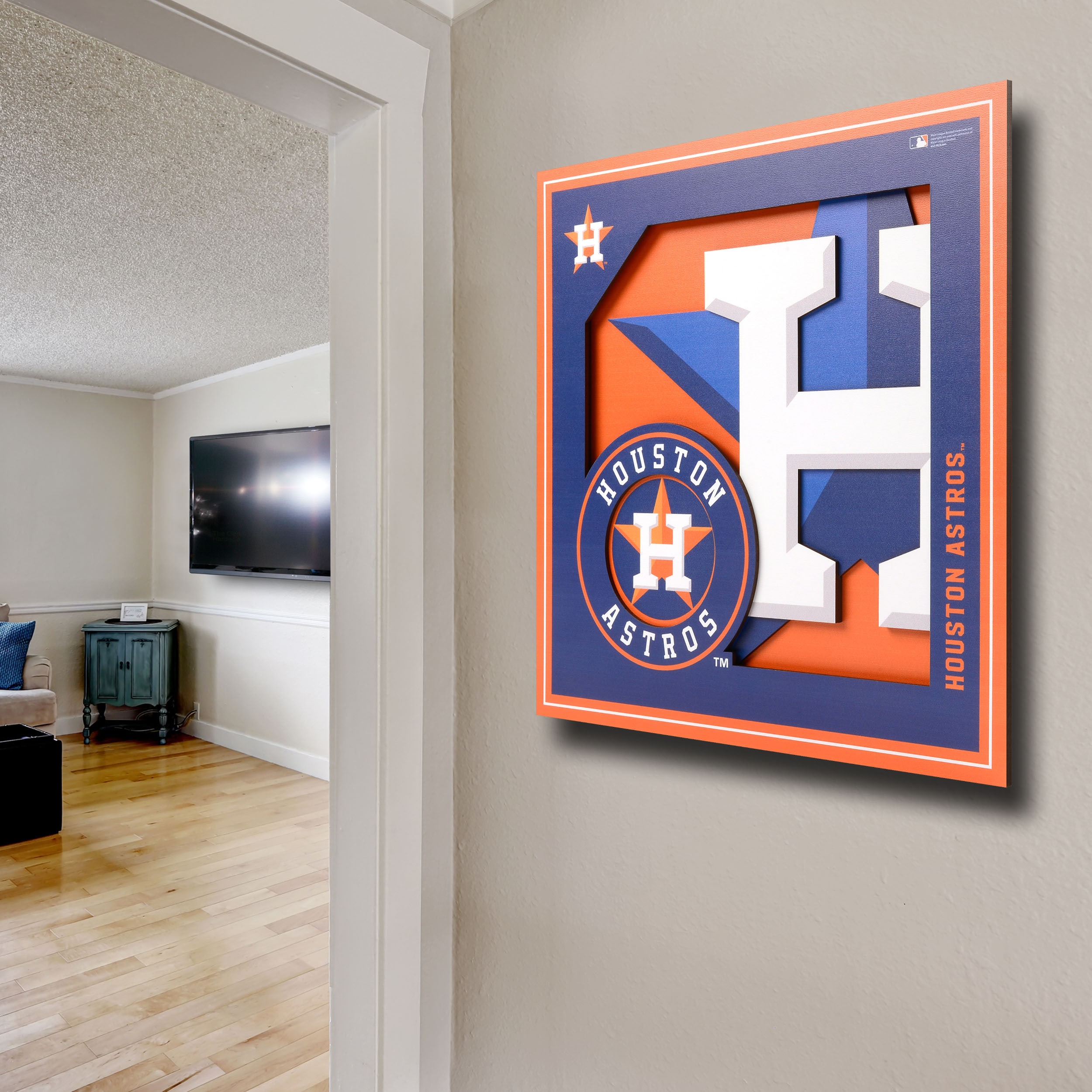 Houston Astros Retro Logo 3D Metal Artwork