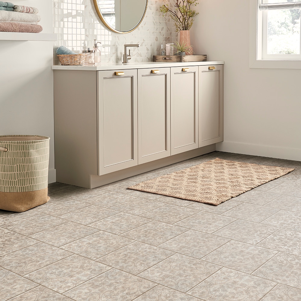 Fleur de Lys Tile Vinyl Floor Mats, Brown and Grey — Paradigm Texas