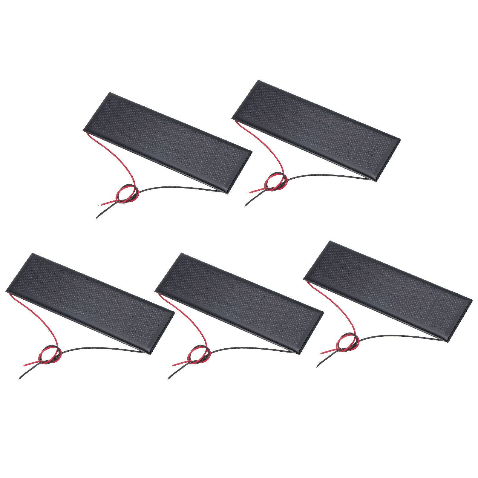 Unique Bargains 5pcs 6V 0.6W 100mA Mini Solar Panels Small Polycrystalline Solar Cell Panel with 2 Cable for DIY Electric Toy Materials Kits Charger 120mm x 38mm