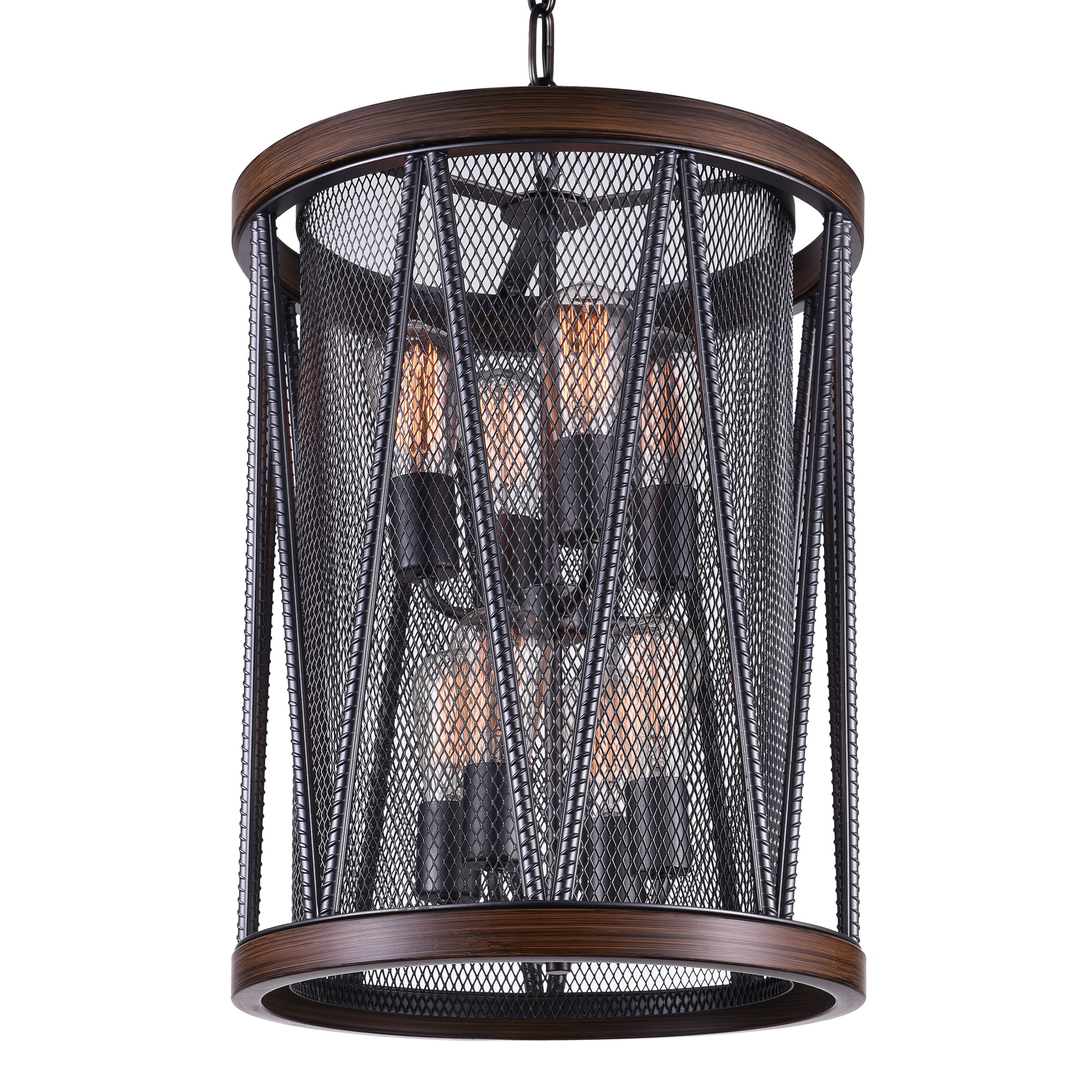Mini Pewter Drum Shade Mesh Chandelier with Adjustable Chain