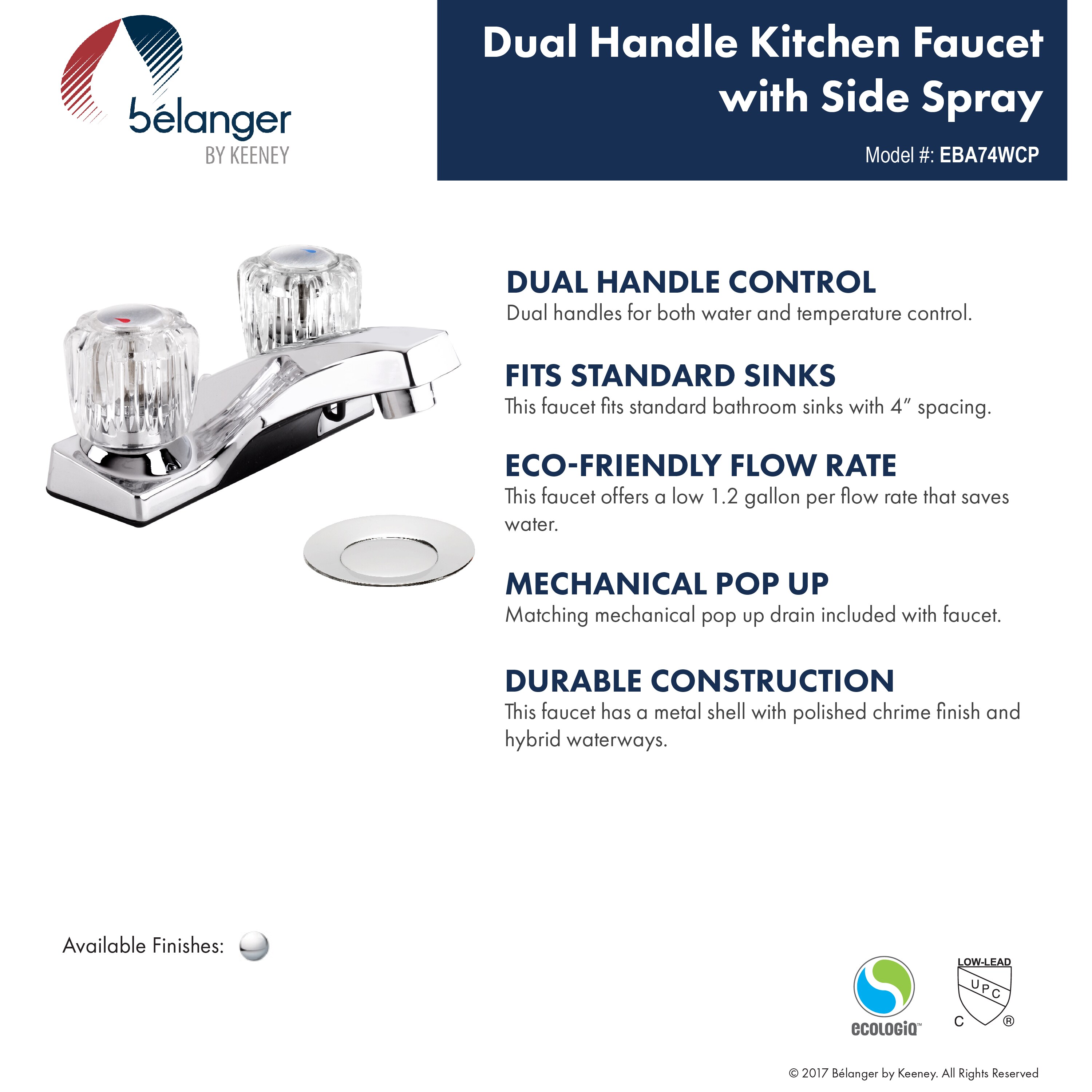 Keeney EBA74WCP Lavatory-Faucets - View #4