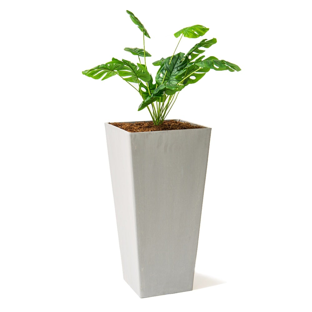 XBrand ALLXN26BKS Square 12.8-in W Extra Large Gray Plastic Indoor/Outdoor Planter with Drainage Holes with Self Watering