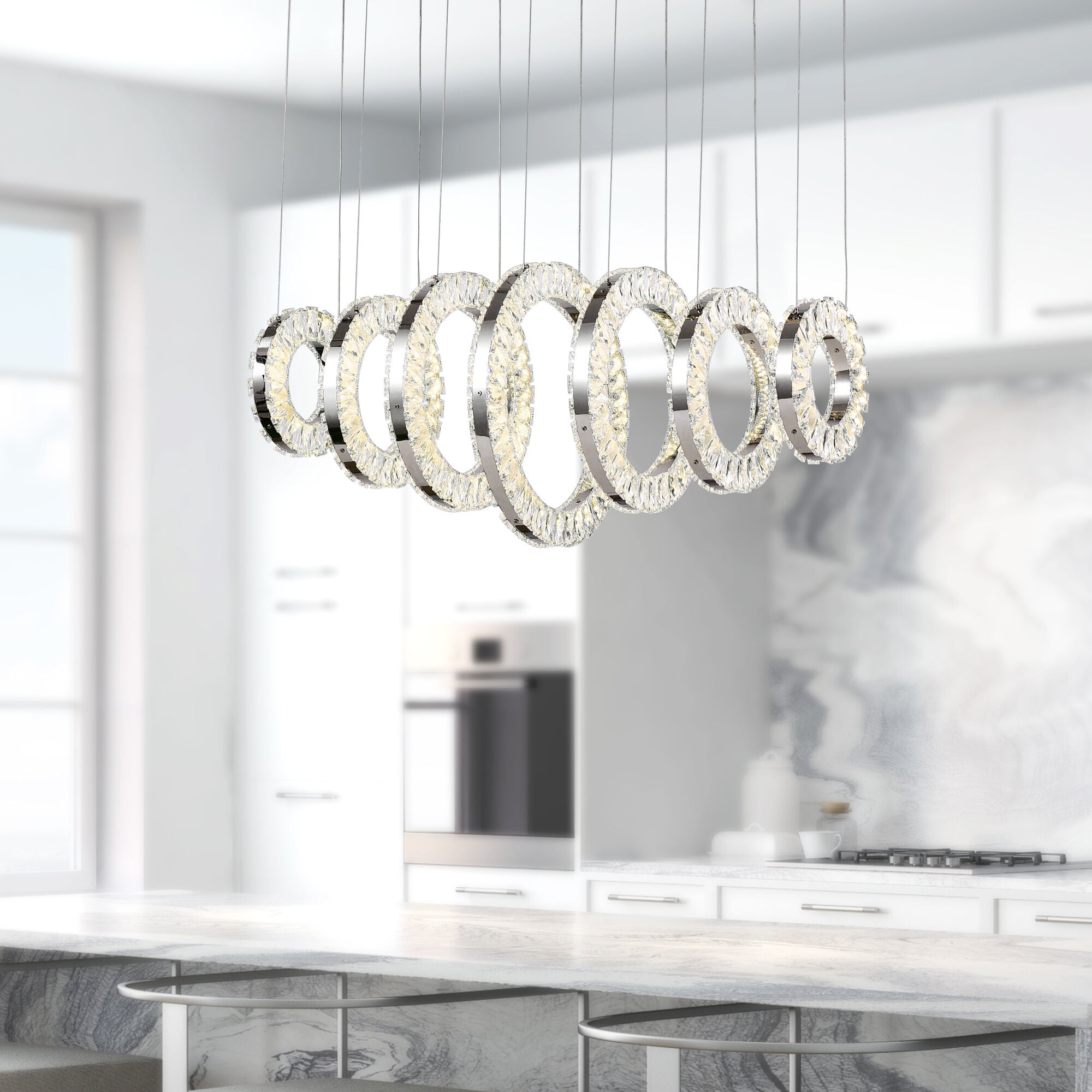 CWI Lighting 1046P37-7-601-RC Celina Chrome Modern/contemporary Integrated LED For Use in Bathrooms, Bedrooms, Dining Rooms, Foyers, Kitchens, Living Rooms Chandelier