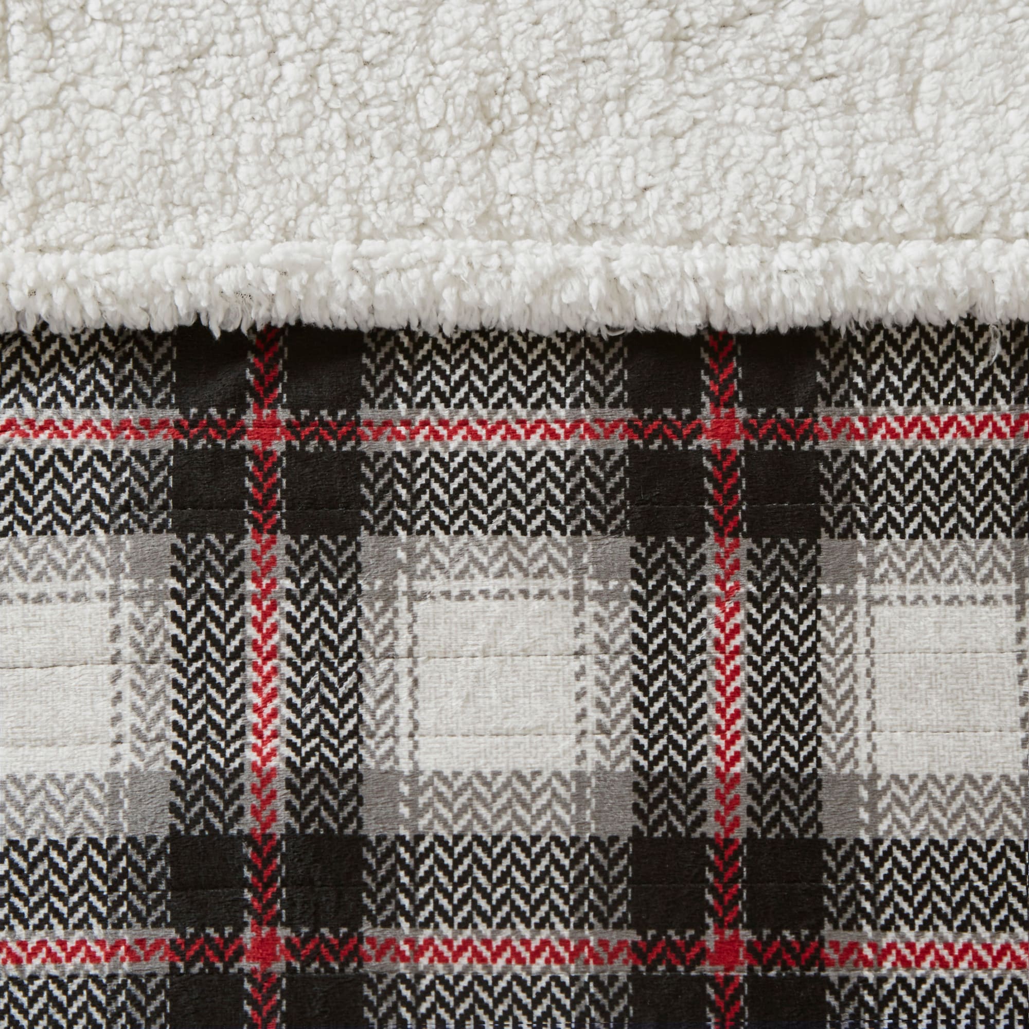 60"x70" Black and White Faux Mink to Berber Heated Throw Blanket