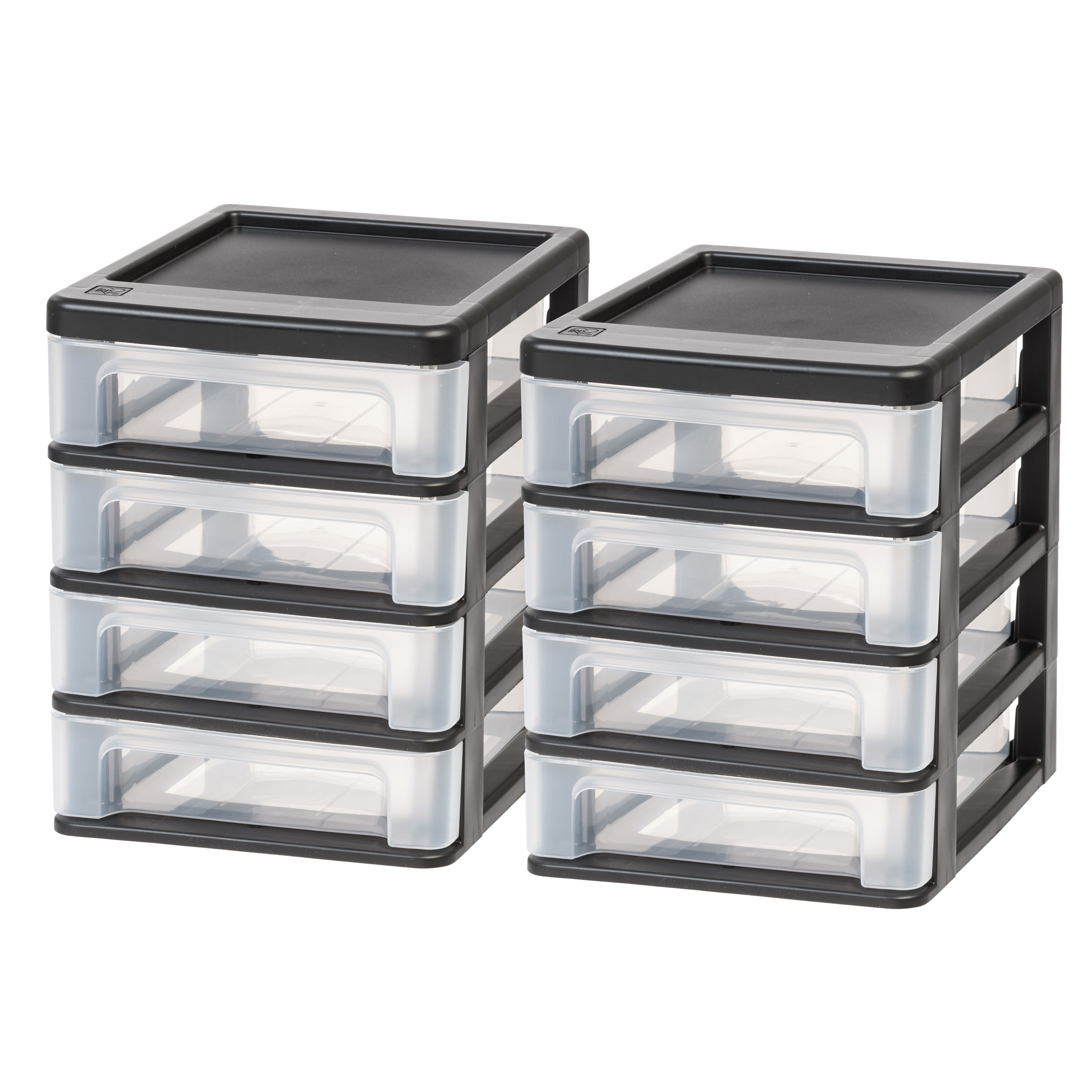 Bview Art 4 Drawers Desk Storage Organizer,Stackable Desktop Drawer  Cabinet, Clear Storage Box for Makeup
