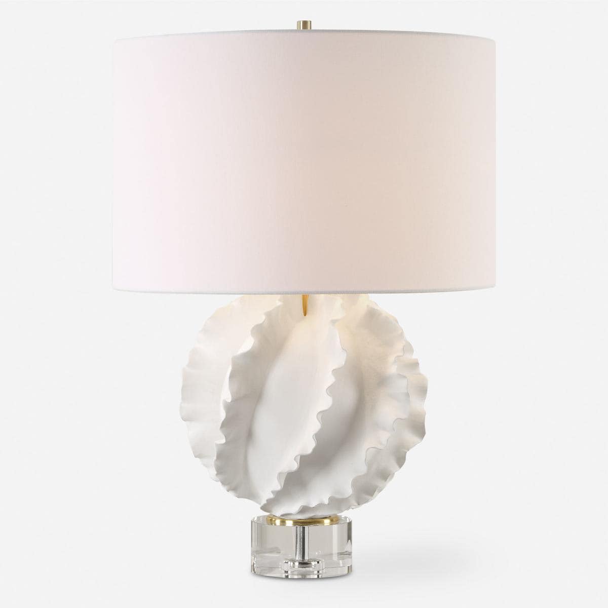Uttermost 2726896 30292 Saylor Table Lamp Satin White Glaze with Brass and Crystal