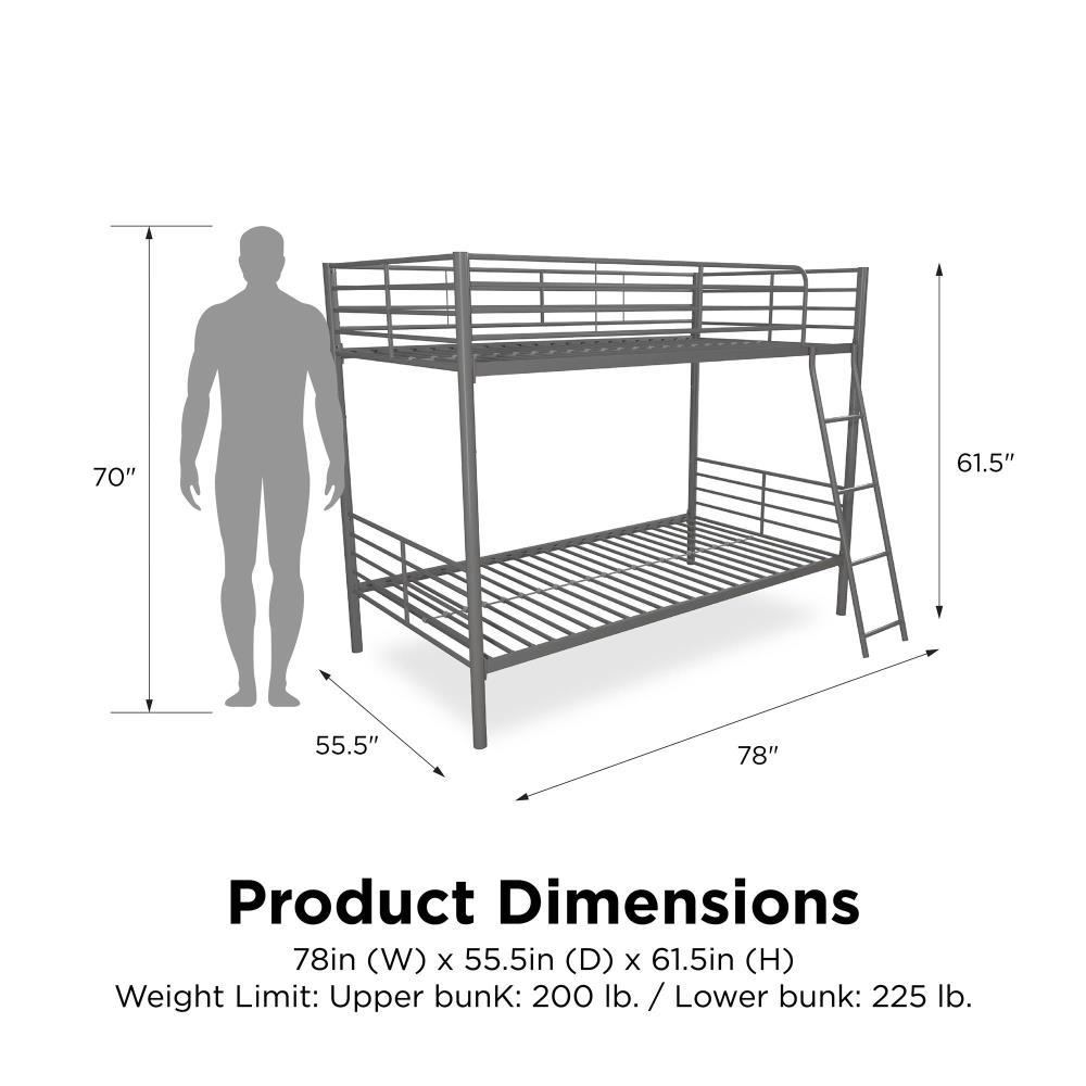 DHP Silver Twin Over Twin Bunk Bed at Lowes.com