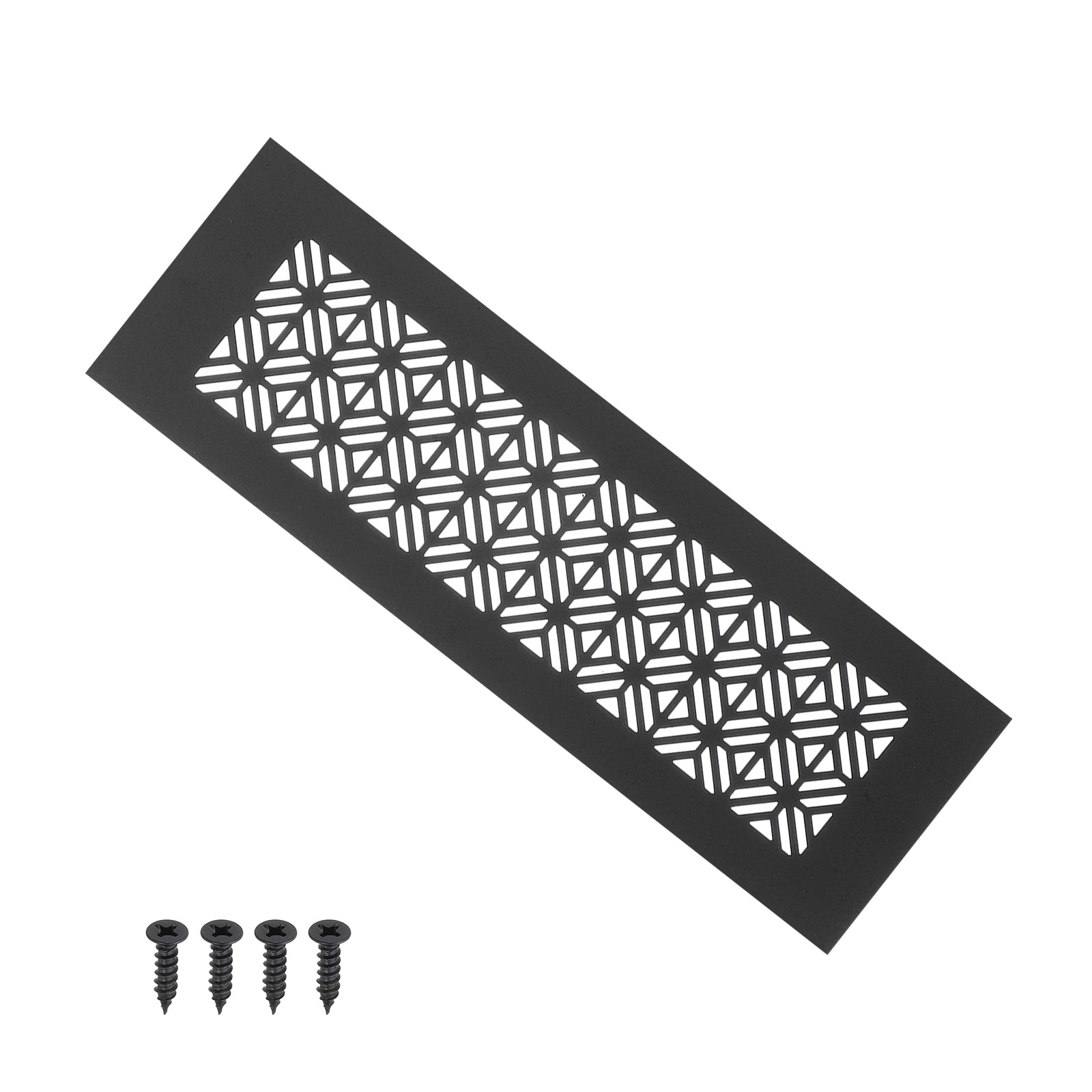 PATIKIL 10 x 3inch Door Air Vent Cover Heavy Duty Aluminum Grille Ventilation Cover Louvered with Mounting Screws for Cabinet Wardrobe Door Black