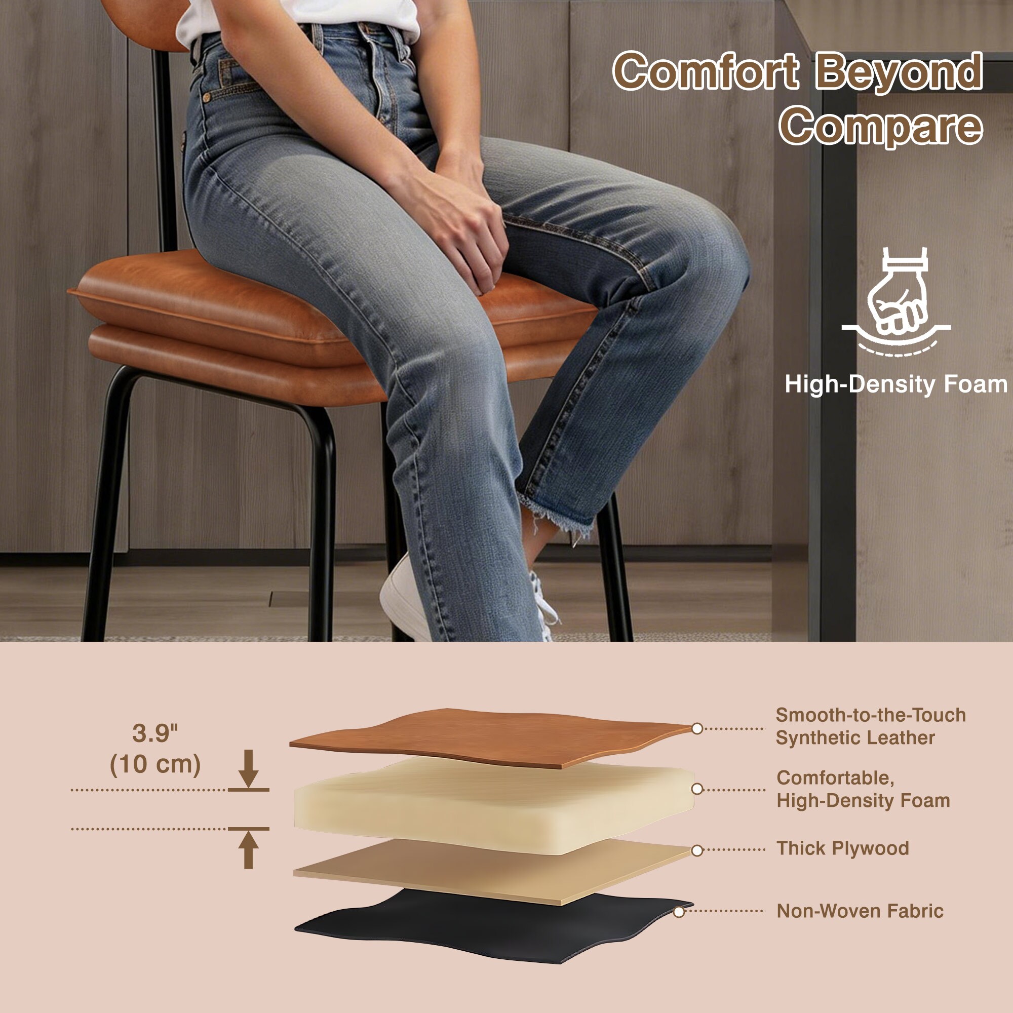 Vecelo LOE-CC-JH01-BRN-2P stools - View #6