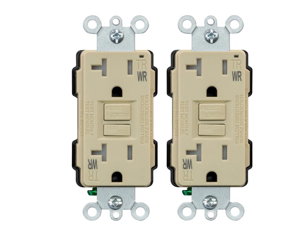 Utilitech G1920TW-IV2 20 -Amp 125-volt Tamper Resistant Weather Resistant GFCI Residential Decorator Outlet , Ivory 2 -Pack