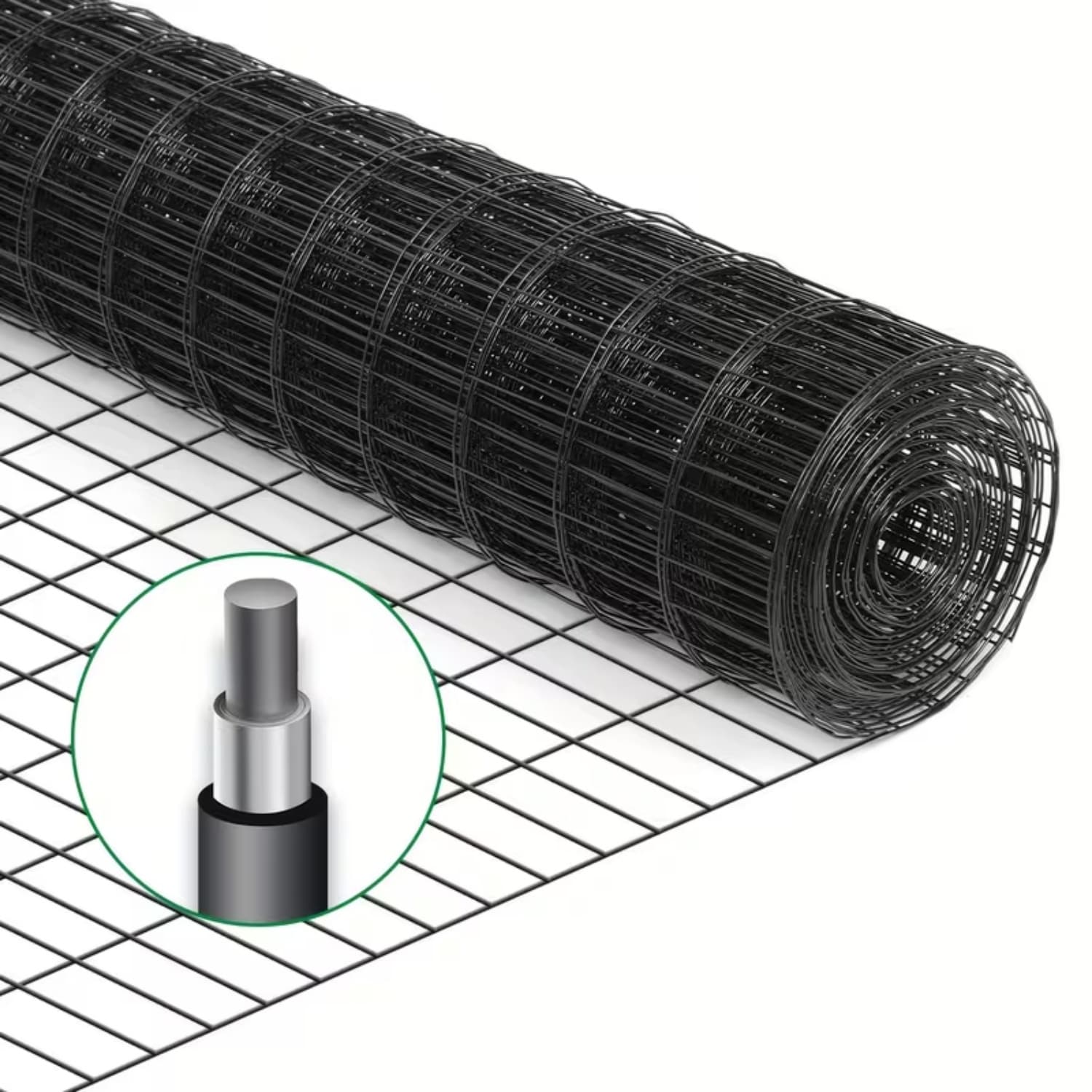 Lirago 36 inch x 50 Ft Black Vinyl-Coated Metal Mesh 16 Gauge 2/3 inch Black Pvc Metal Mesh Black Welded Wire Mesh Support Poultry Cage Protective Fence