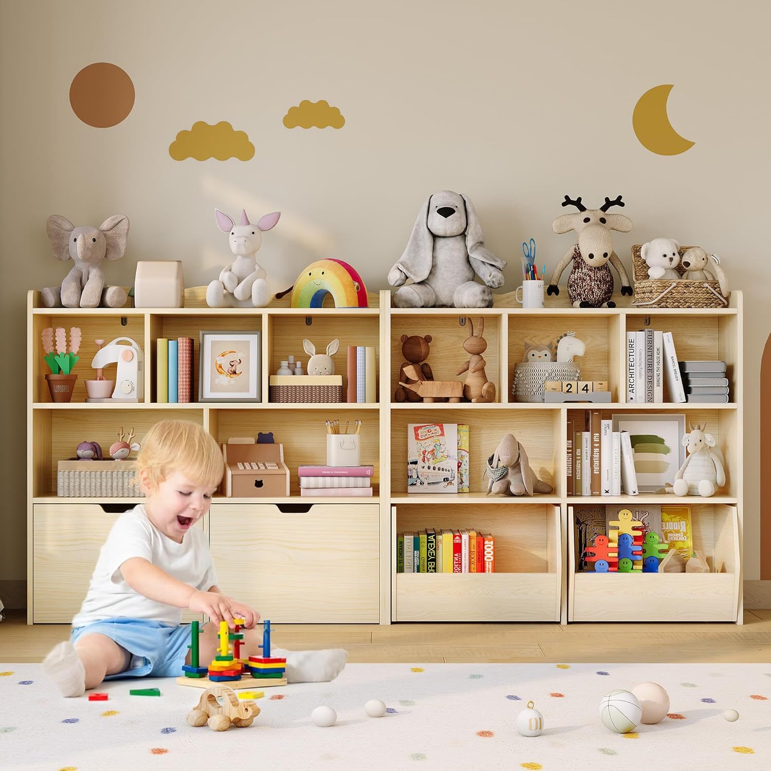 Garvee Toy Storage Organizer with Movable Drawers Kids Bookshelf