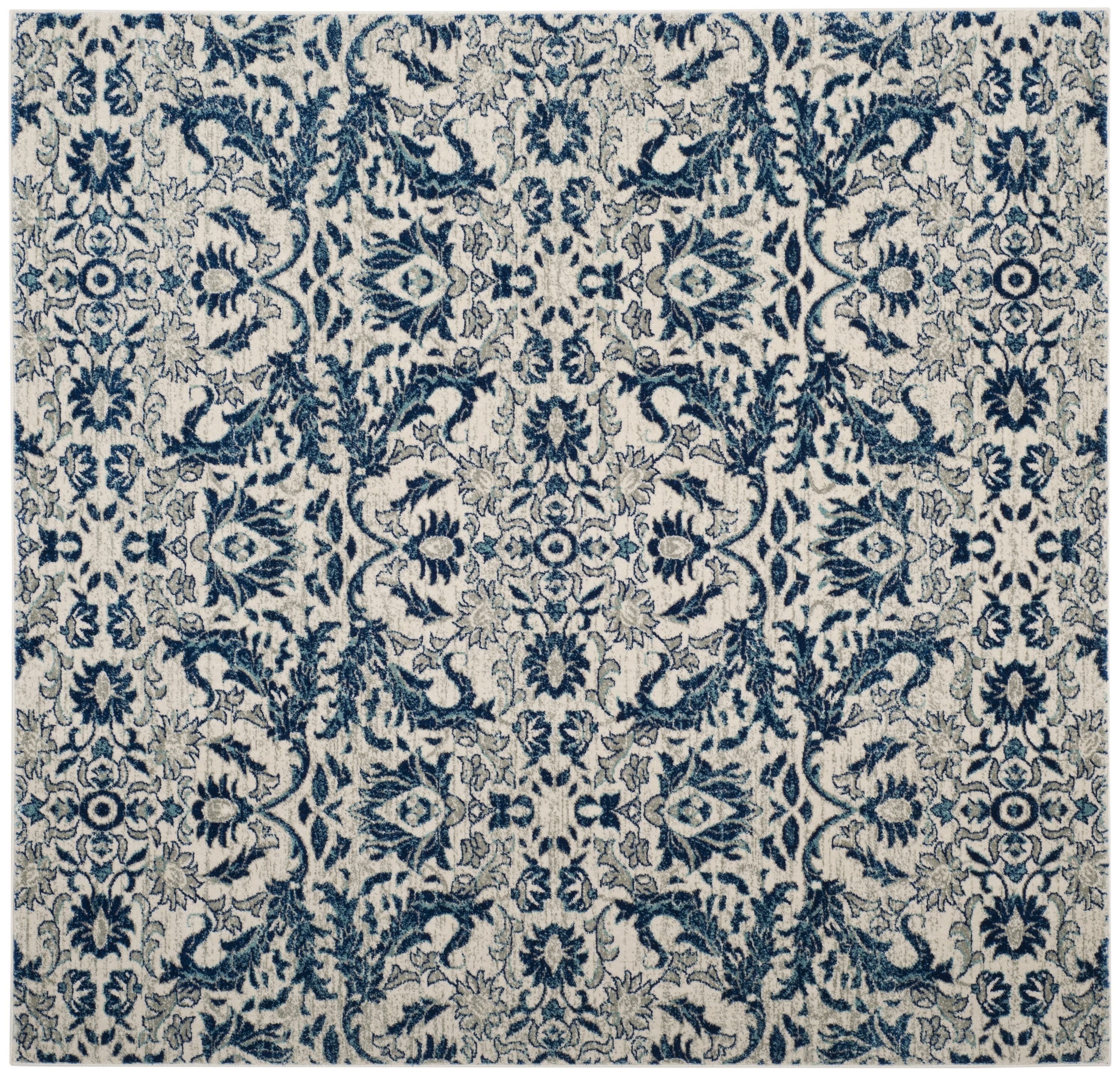 Safavieh EVK238C-7SQ Evoke Mac 7 x 7 (ft) Loomed Synthetic Ivory/Blue Square Indoor Floral/Botanical Oriental Area rug