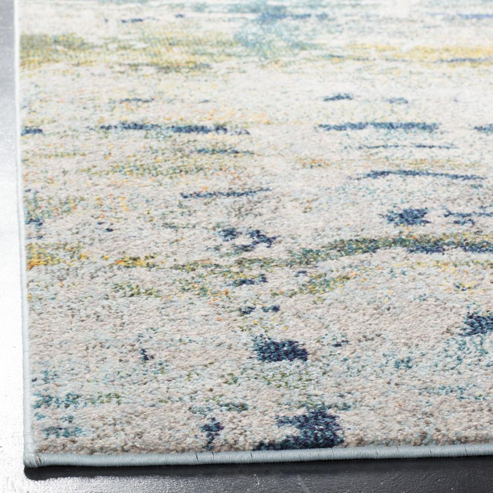 Boho-Chic Monaco Square Blue-Grey Synthetic Area Rug, 6'7" x 6'7"