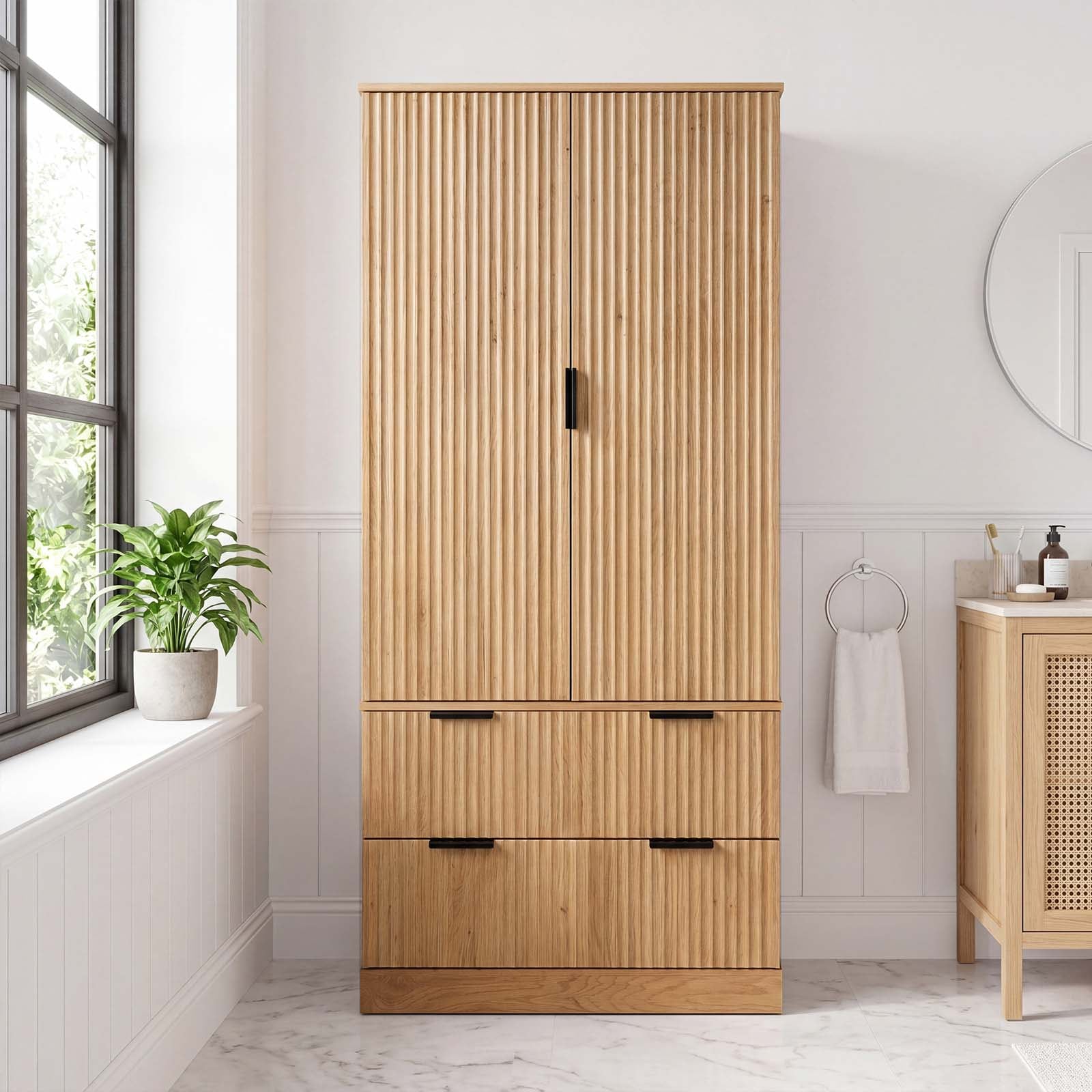 Oak 2 -Drawer 31.5-in Wood File Cabinet Office Storage Cabinet Multi-Functional Storage Cabinet K...