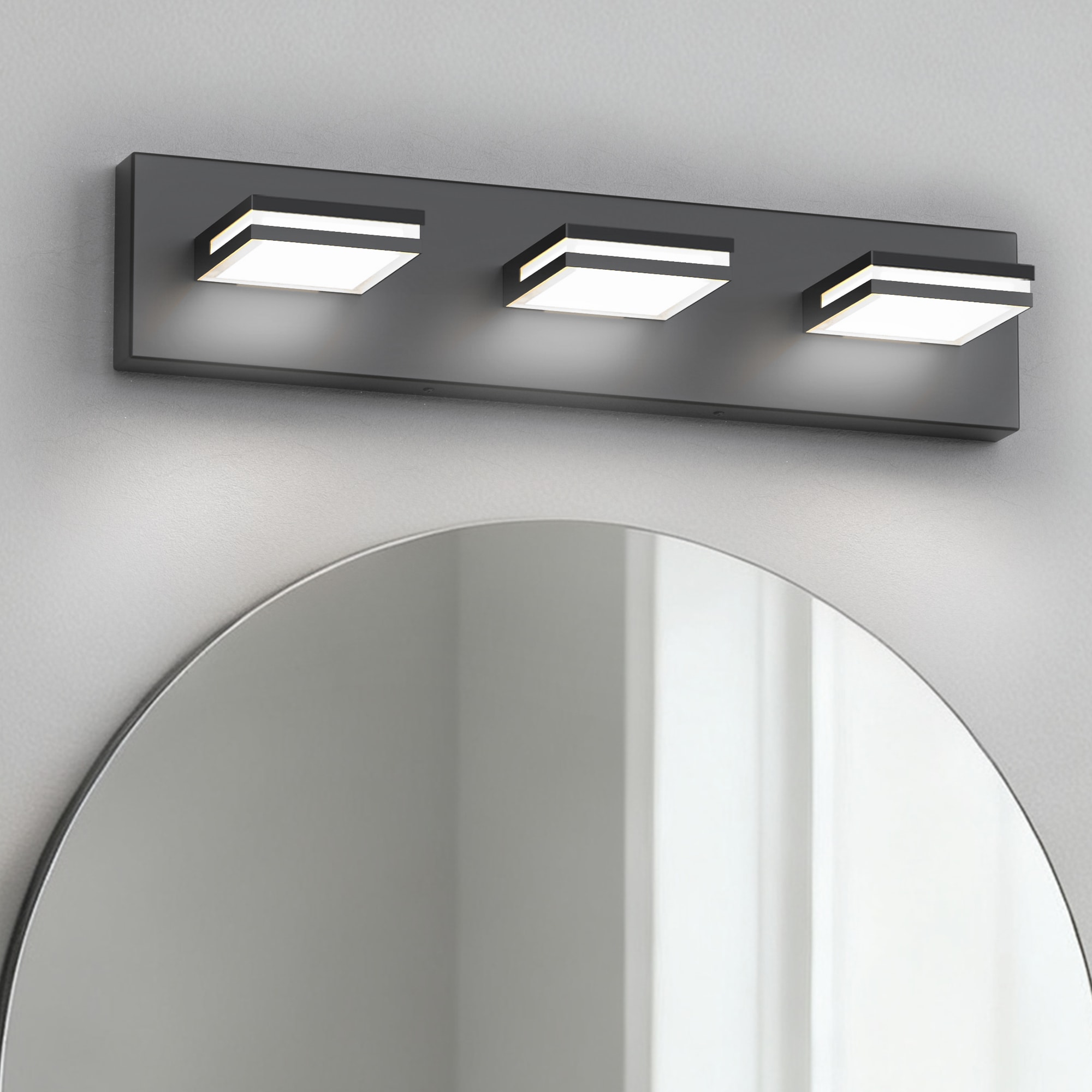 YANSUN - 19.6-in 3 Light Black Integrated LED Industrial Bathroom Vanity light