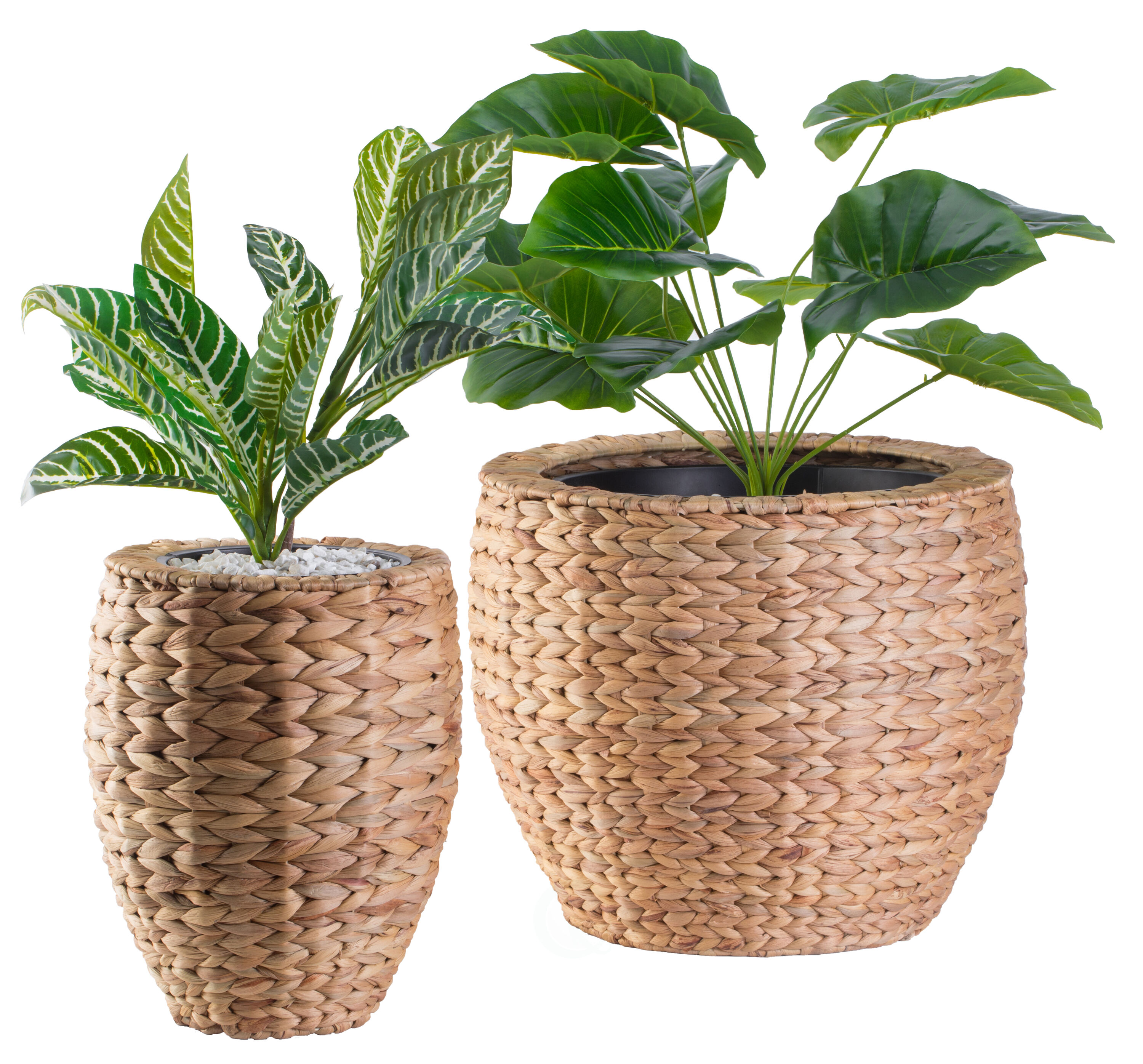 Wickerwise QI003547.2 3 -Pack Round 14.0-in W Medium Brown Mixed/Composite Indoor/Outdoor Planter
